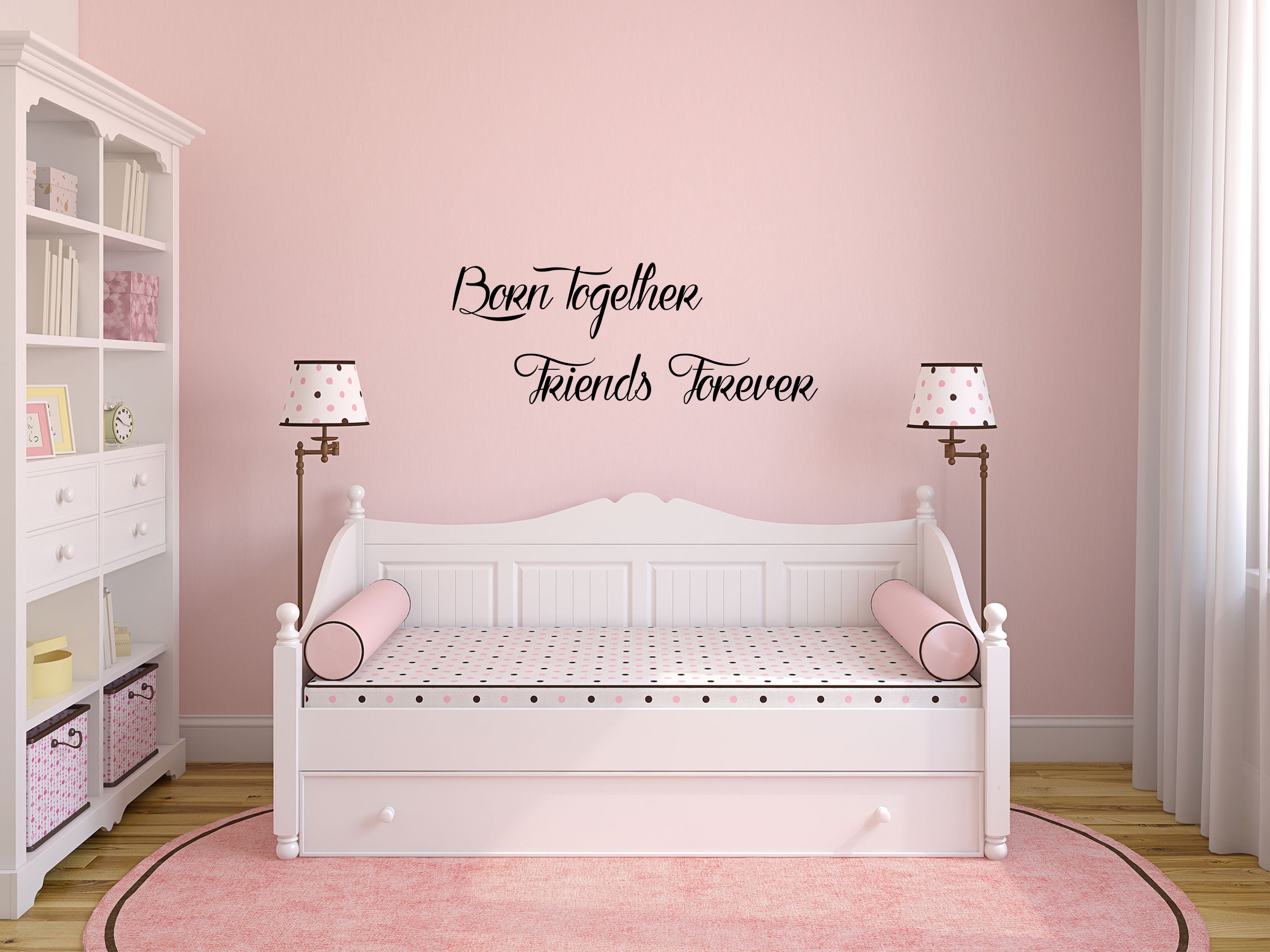 Born Together Friends Forever Twins Wall Decal Quote - Inspirational Wall Signs Vinyl Wall Decal Inspirational Wall Signs