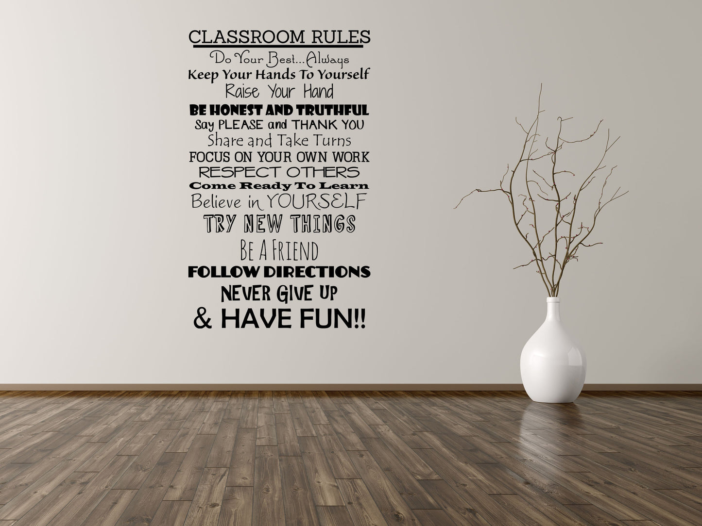 Classroom Rules Quote Sticker - Inspirational Wall Decals Vinyl Wall Decal Inspirational Wall Signs 