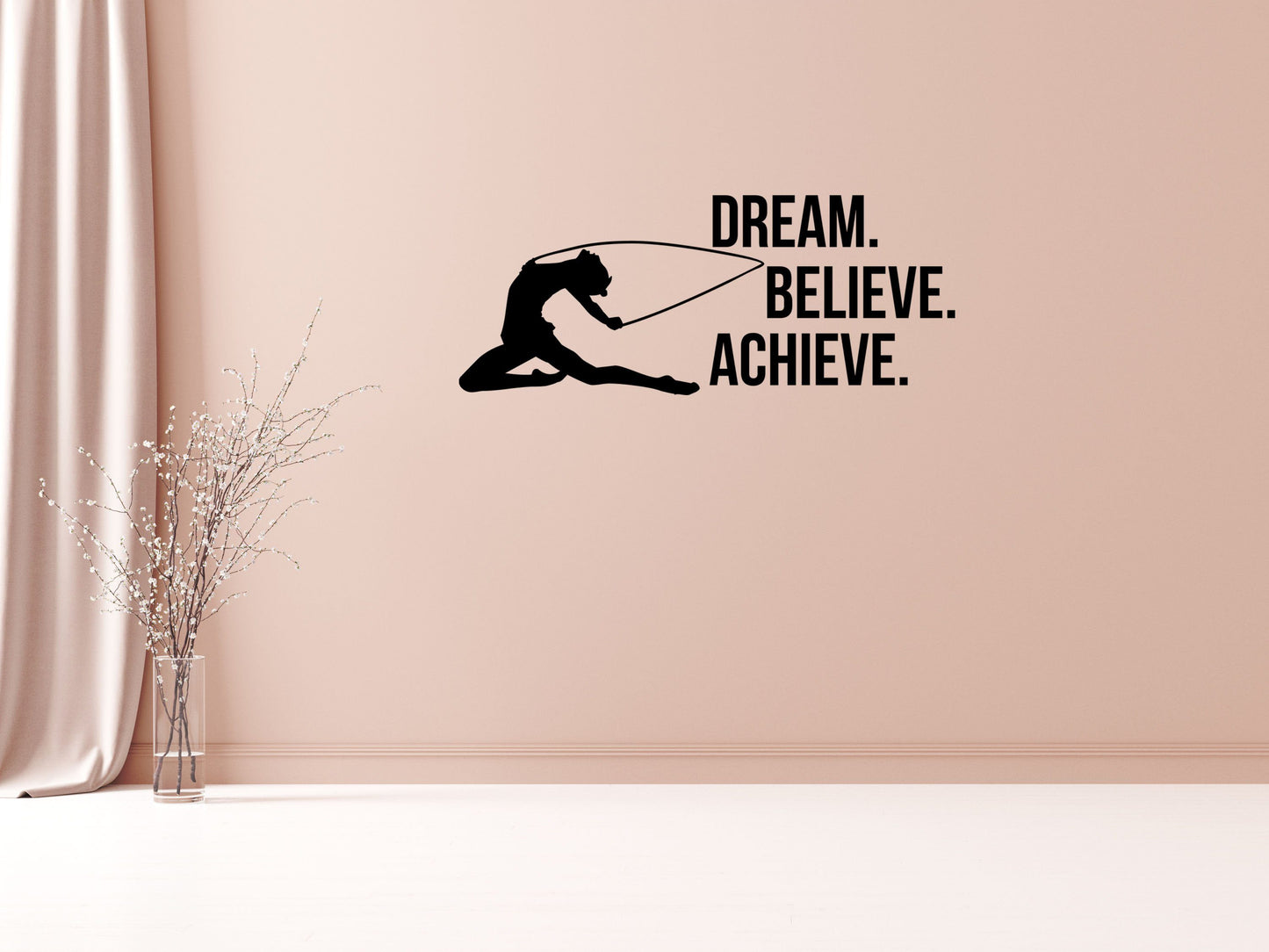Dream Believe Achieve Gymnastics Quote Sticker - Inspirational Wall Decals Vinyl Wall Decal Inspirational Wall Signs