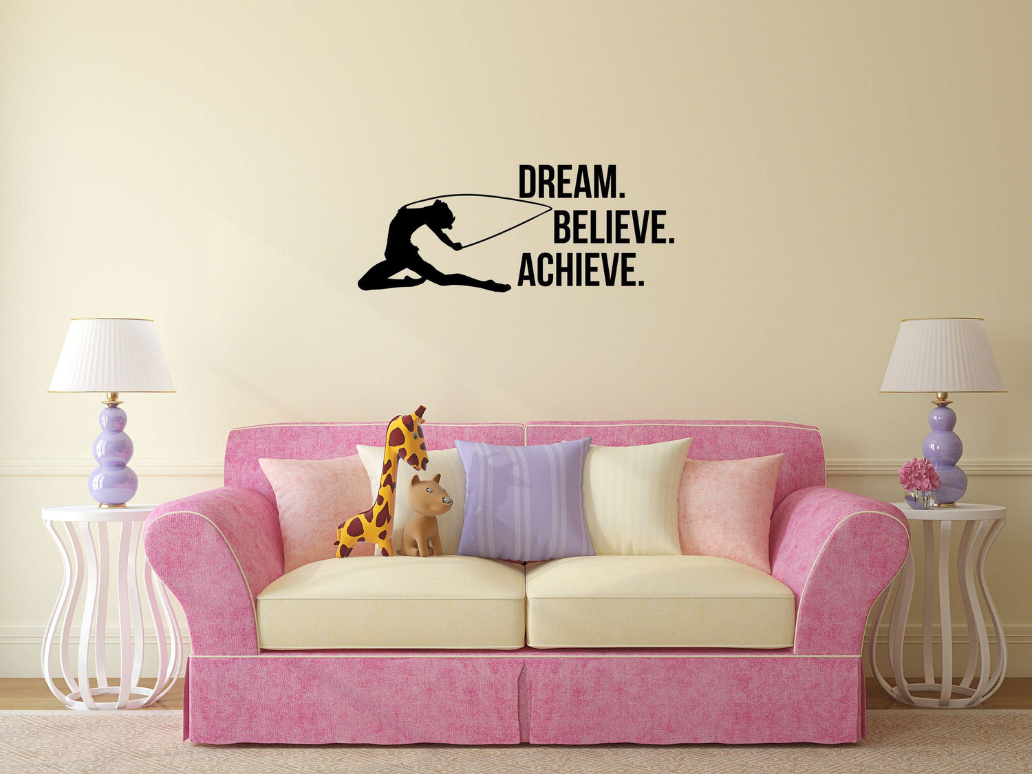 Dream Believe Achieve Gymnastics Quote Sticker - Inspirational Wall Decals Vinyl Wall Decal Inspirational Wall Signs