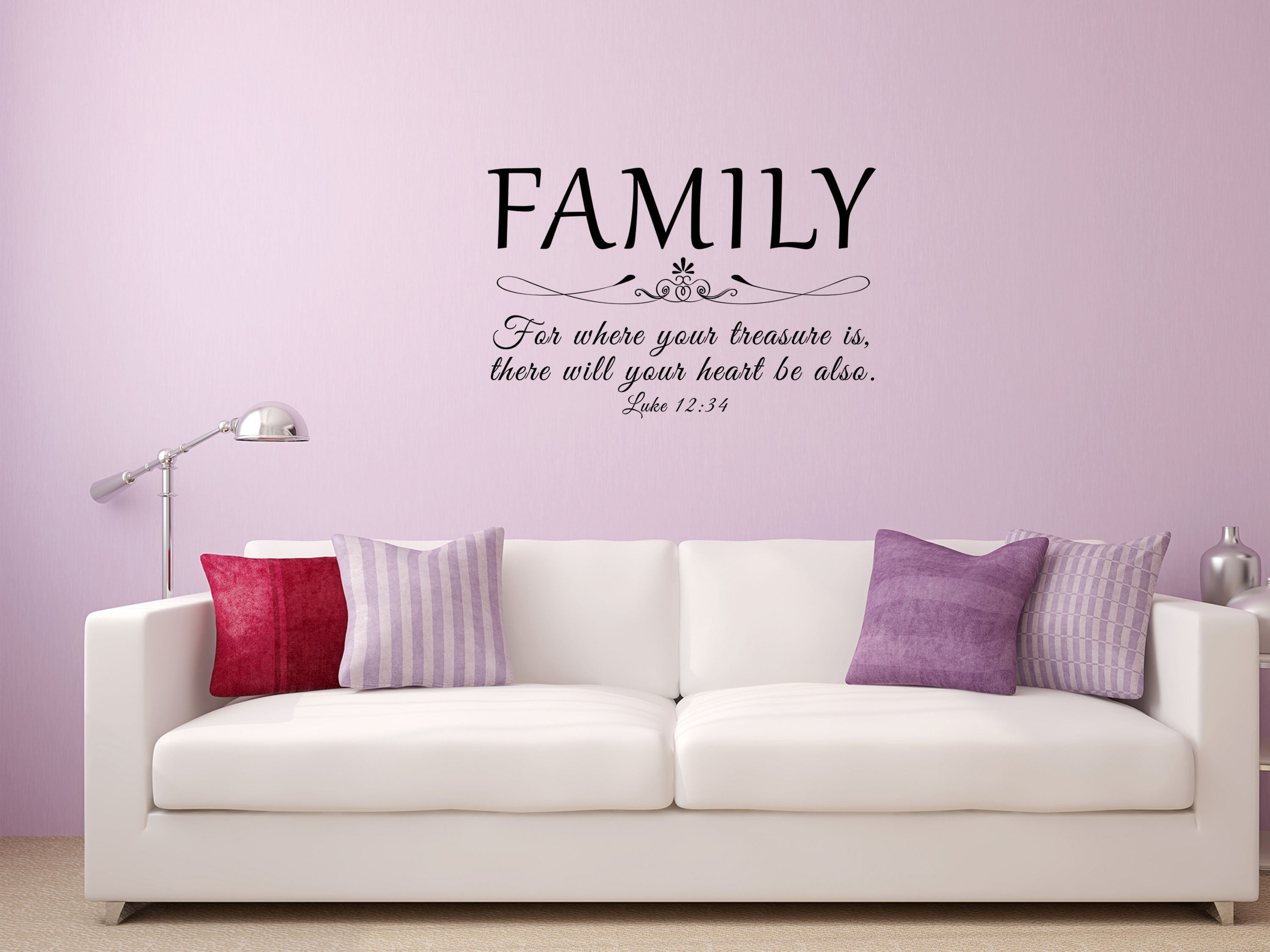 Family - For Where Your Treasure Is Luke 12:34 Vinyl Wall Decal Inspirational Wall Signs