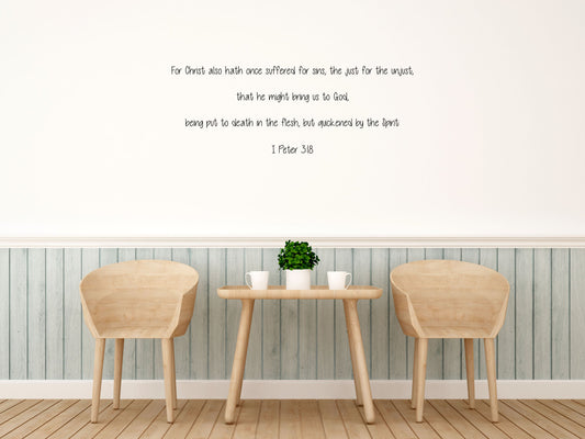 For Christ Also Hath Once Suffered 1 Peter 3:18 - Bible Verse Wall Decals Vinyl Wall Decal Title Done 