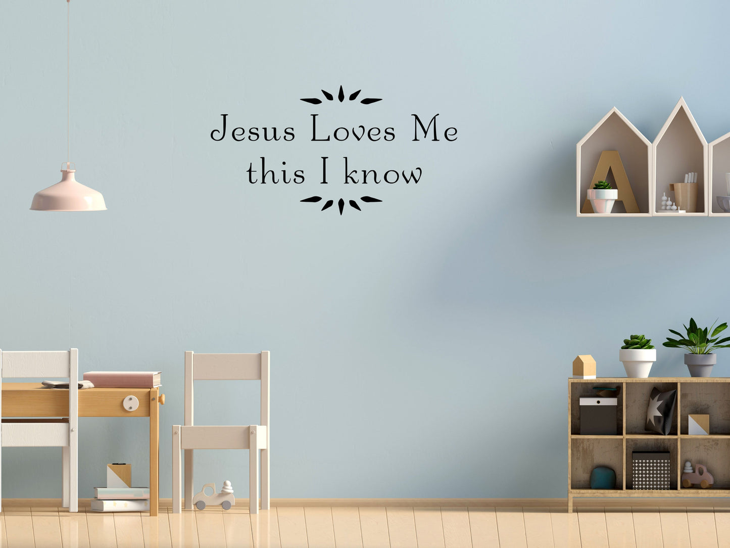 Jesus Loves Me This I Know Children's Wall Words Sticker Vinyl Wall Decal Inspirational Wall Signs