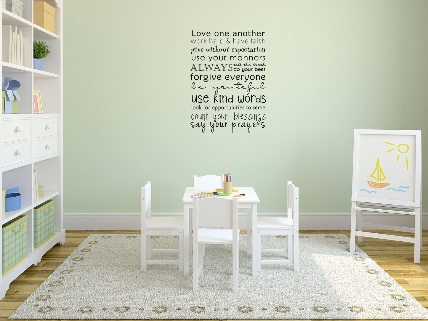 Love One Another, Work Hard & Have Faith - Inspirational Wall Decals Vinyl Wall Decal Inspirational Wall Signs