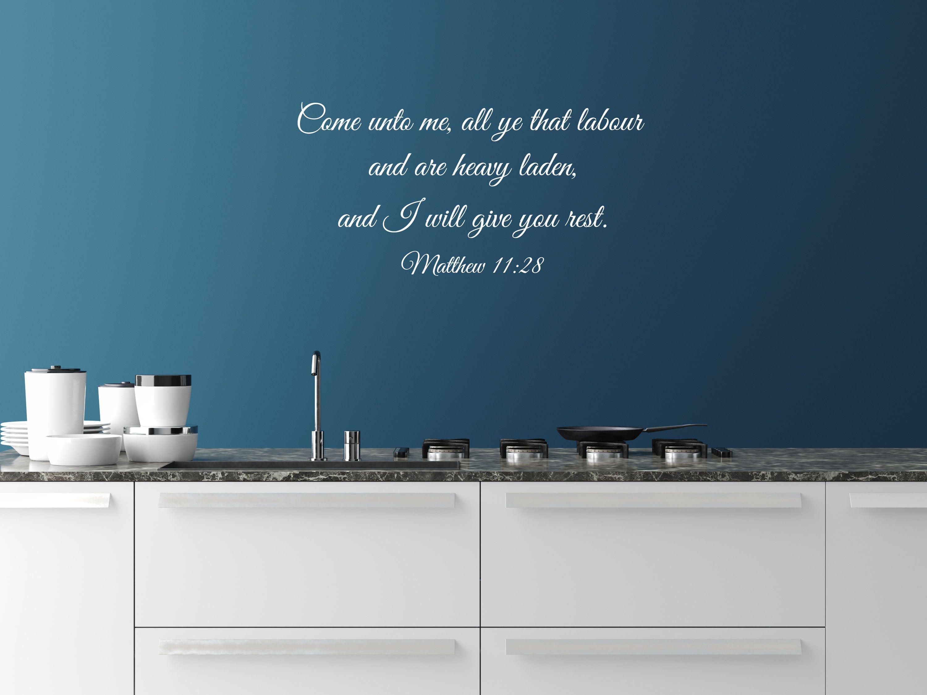 Matthew 11:28 - Bedroom Scripture Decal Vinyl Wall Decal Inspirational Wall Signs
