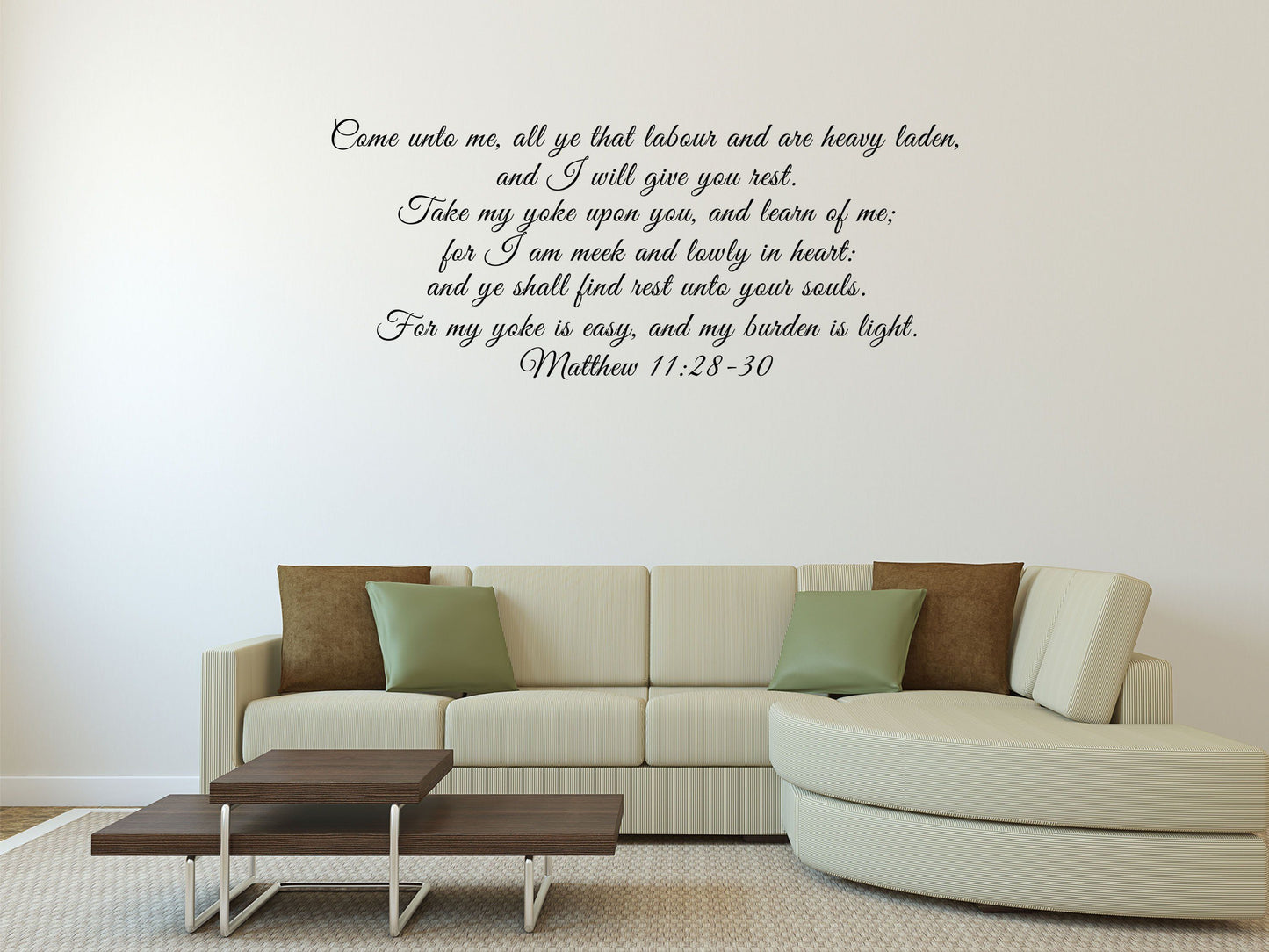 Matthew 11:28 KJV Scripture Decal - Come Unto Me All Ye That Labor - Bible Verse Sticker - Vinyl Wall Decal - Wall Art Scripture Vinyl Wall Decal Done