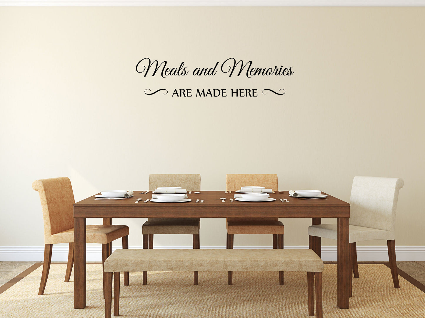 Meals and Memories Are Made Here Vinyl Wall Decal - Dining Room Decal Handmade - Vinyl Wall Art - Vinyl Decals Art - Kitchen Decal Sticker Vinyl Wall Decal Title Done