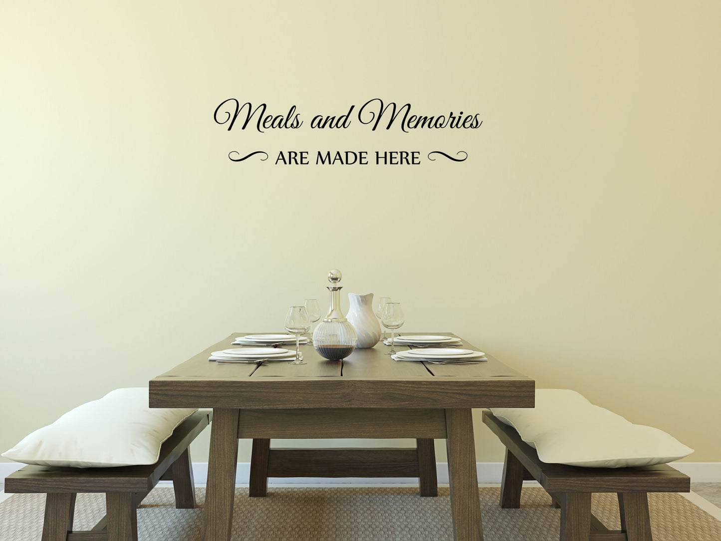 Meals and Memories Are Made Here Vinyl Wall Decal - Dining Room Decal Handmade - Vinyl Wall Art - Vinyl Decals Art - Kitchen Decal Sticker Vinyl Wall Decal Title Done