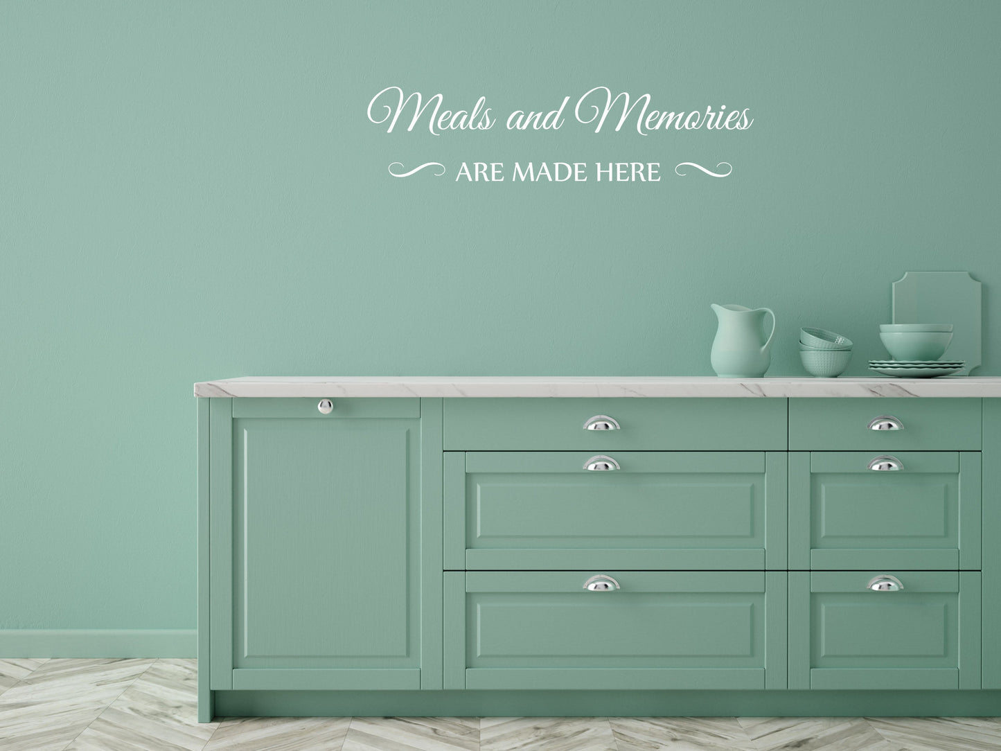 Meals and Memories Are Made Here Vinyl Wall Decal - Dining Room Decal Handmade - Vinyl Wall Art - Vinyl Decals Art - Kitchen Decal Sticker Vinyl Wall Decal Title Done
