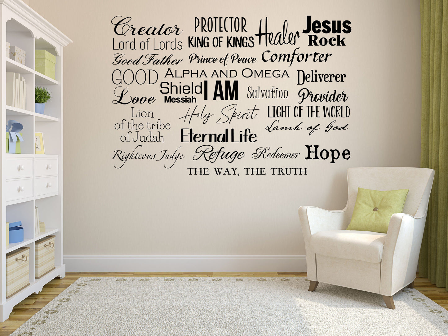 Names Of God Vinyl Wall Decal Inspirational Wall Signs 