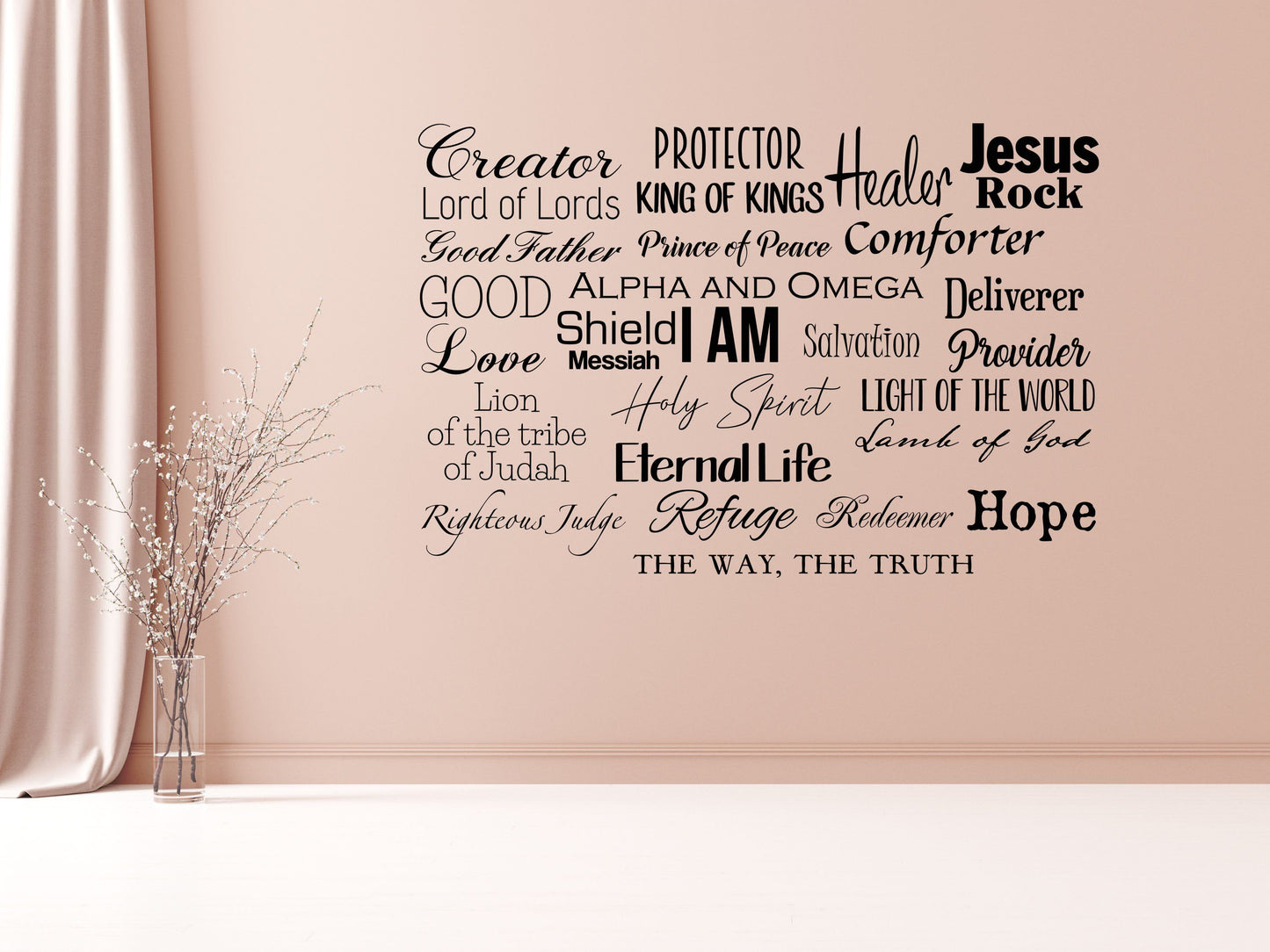 Names Of God Vinyl Wall Decal Inspirational Wall Signs 