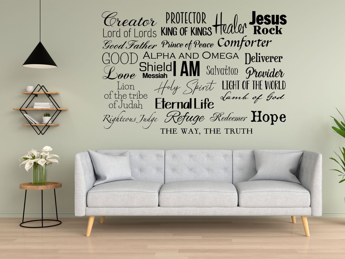 Names Of God Vinyl Wall Decal Inspirational Wall Signs 