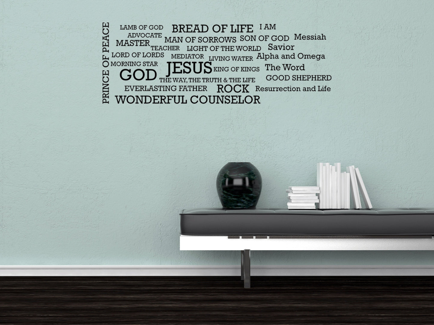 Names Of God Word Cloud Christian Wall Decal Vinyl Wall Decal Inspirational Wall Signs 