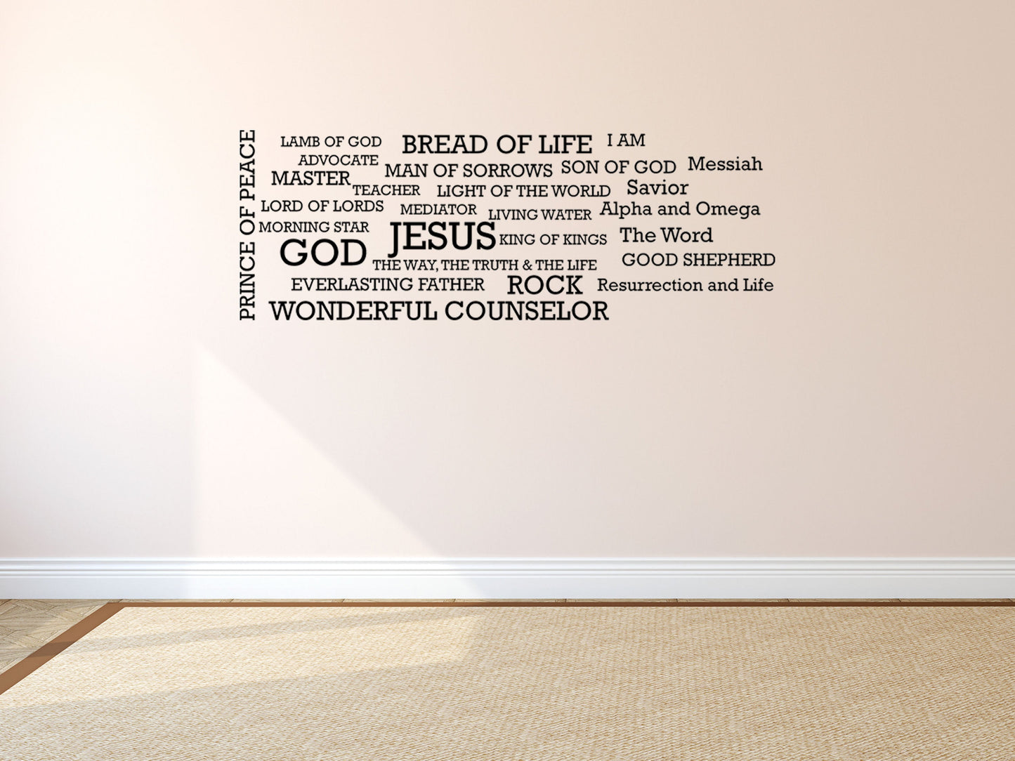 Names Of God Word Cloud Christian Wall Decal Vinyl Wall Decal Inspirational Wall Signs 