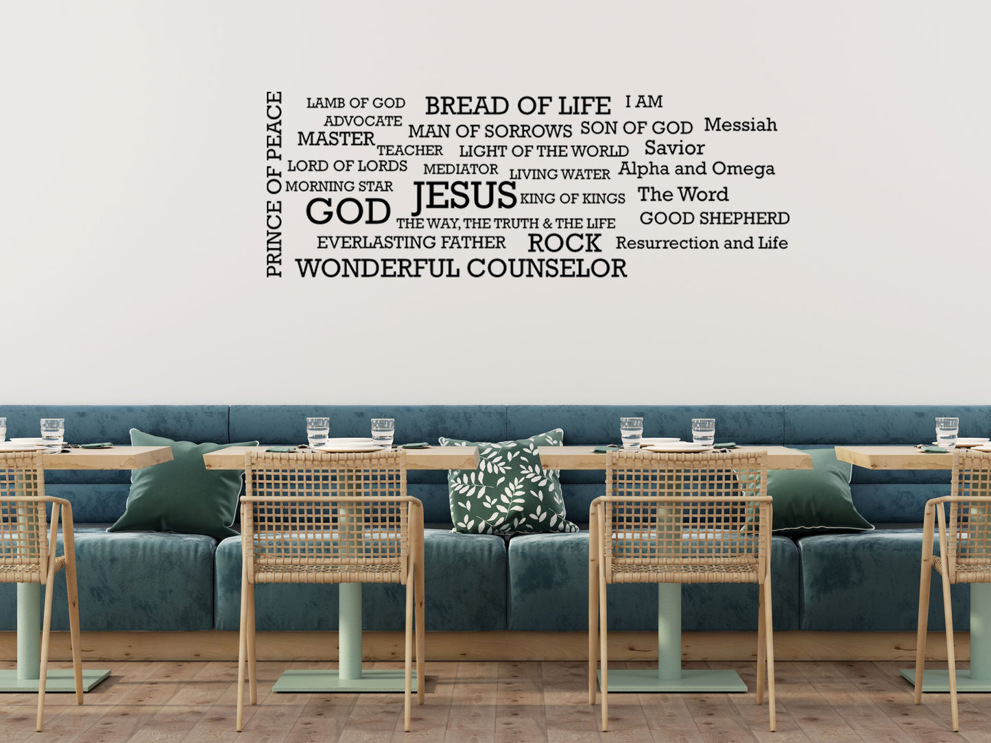 Names Of God Word Cloud Christian Wall Decal Vinyl Wall Decal Inspirational Wall Signs 