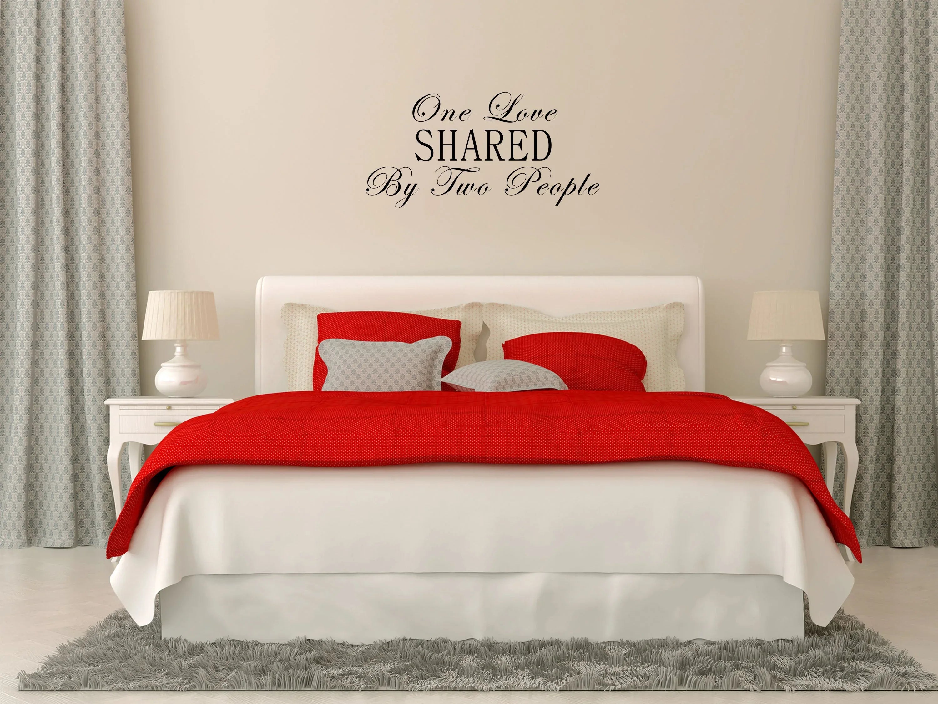 One Love Shared By Two People Bedroom Wall Decal, image size:3000x2250