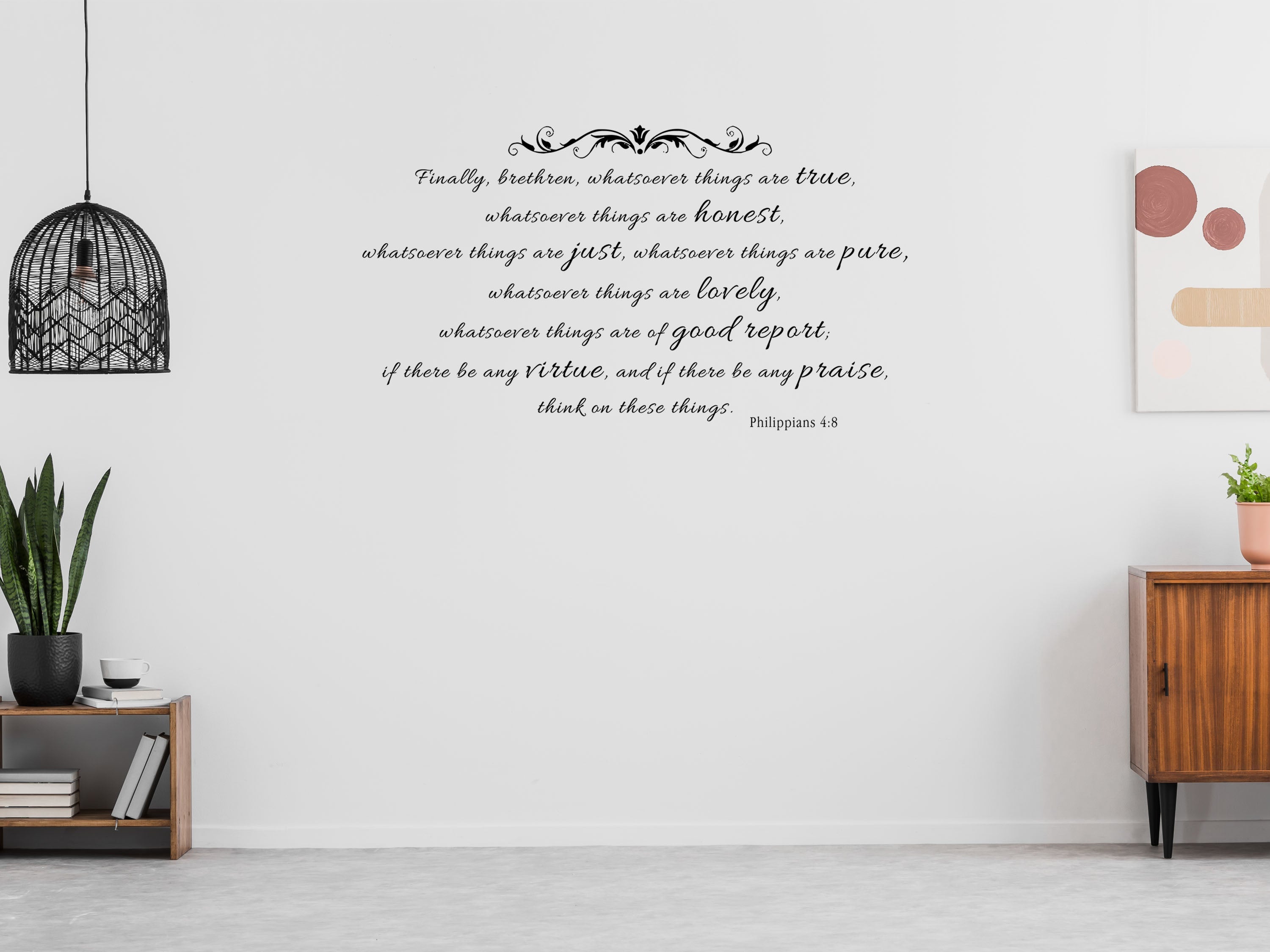 Philippians 4:8 - Church Wall Words Vinyl Wall Decal Inspirational Wall Signs