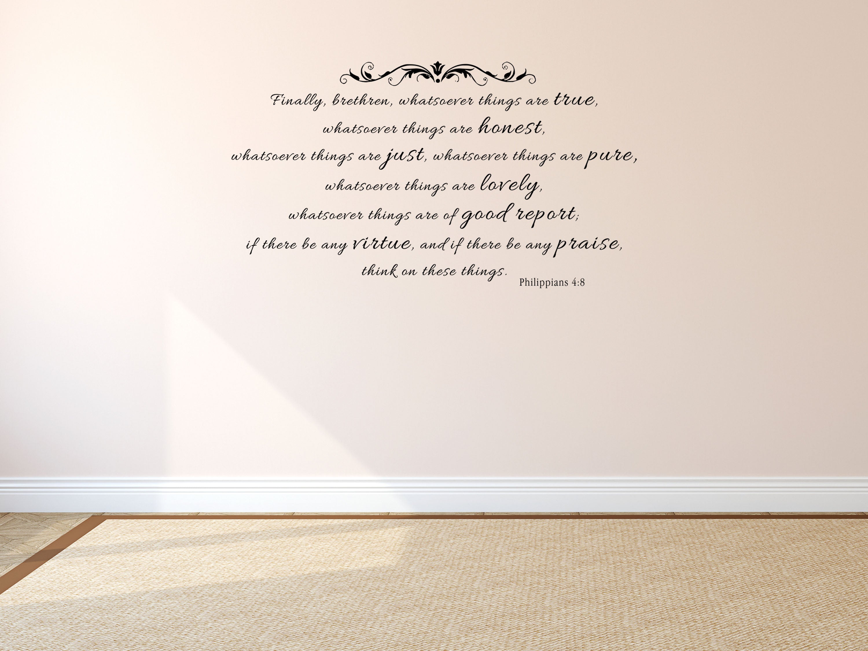 Philippians 4:8 - Church Wall Words Vinyl Wall Decal Inspirational Wall Signs