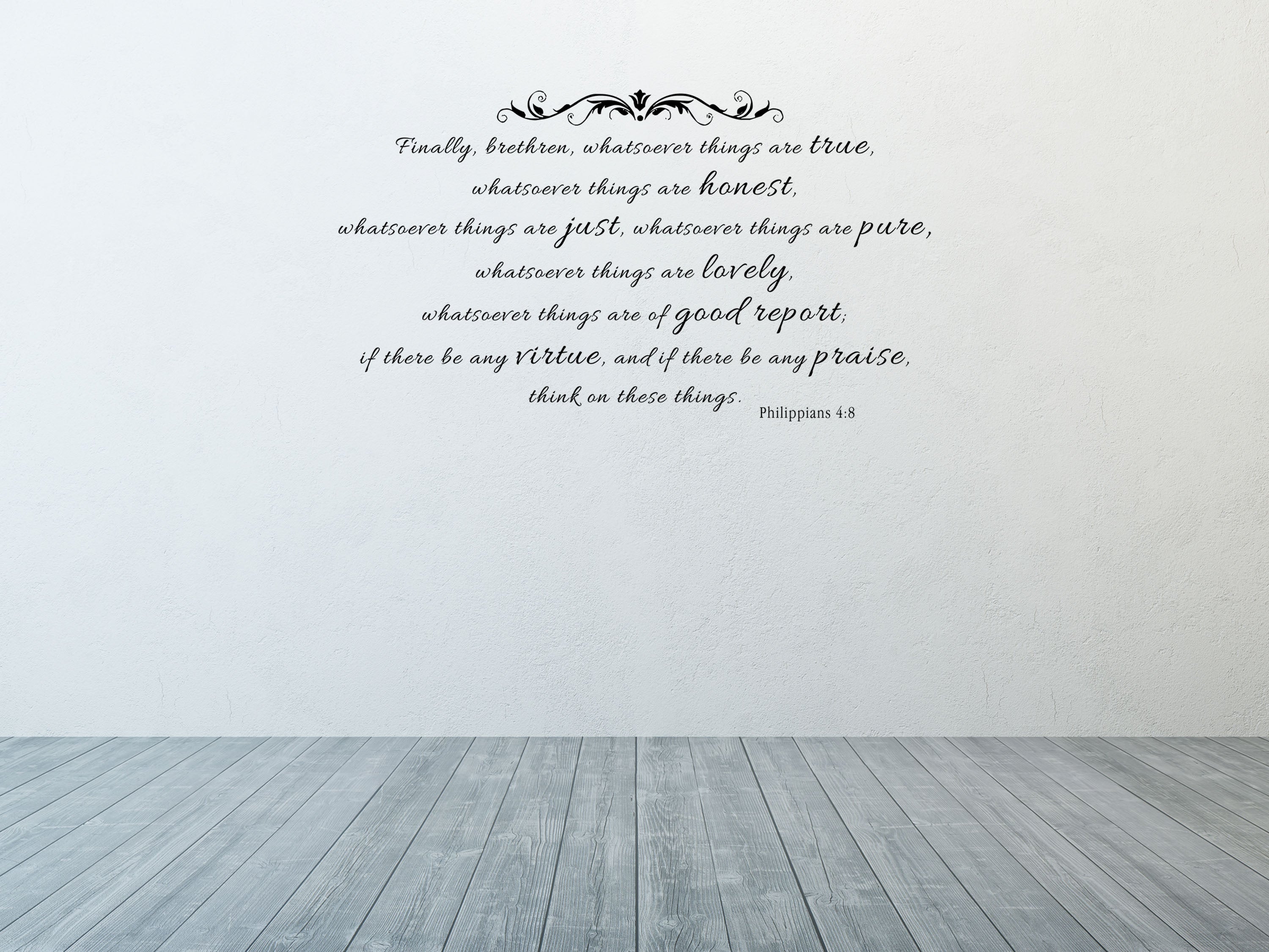 Philippians 4:8 - Church Wall Words Vinyl Wall Decal Inspirational Wall Signs