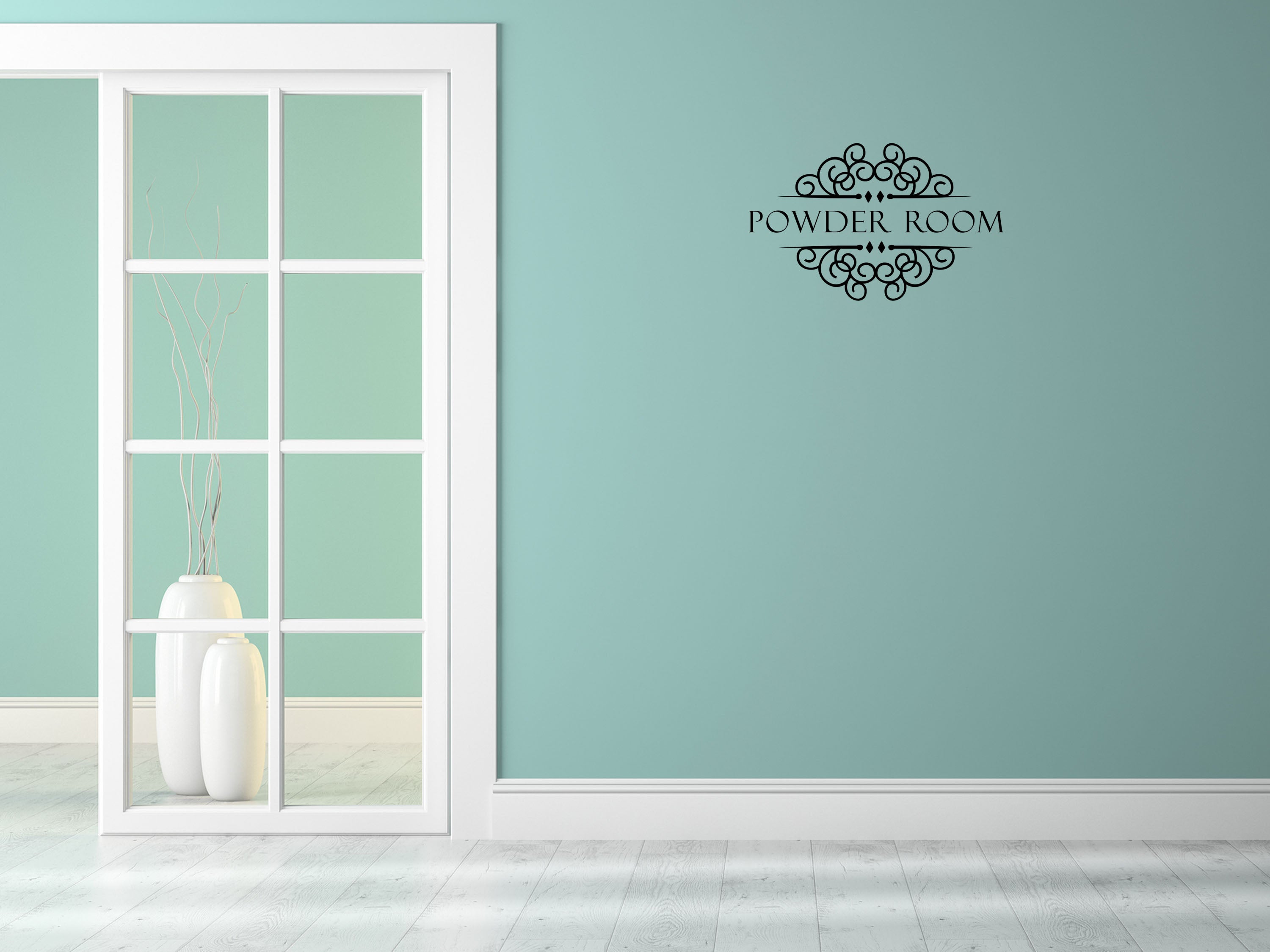 Powder Room Decal Wall Sign For Bathroom - Restroom Wall Art Vinyl Wall Decal Title Done