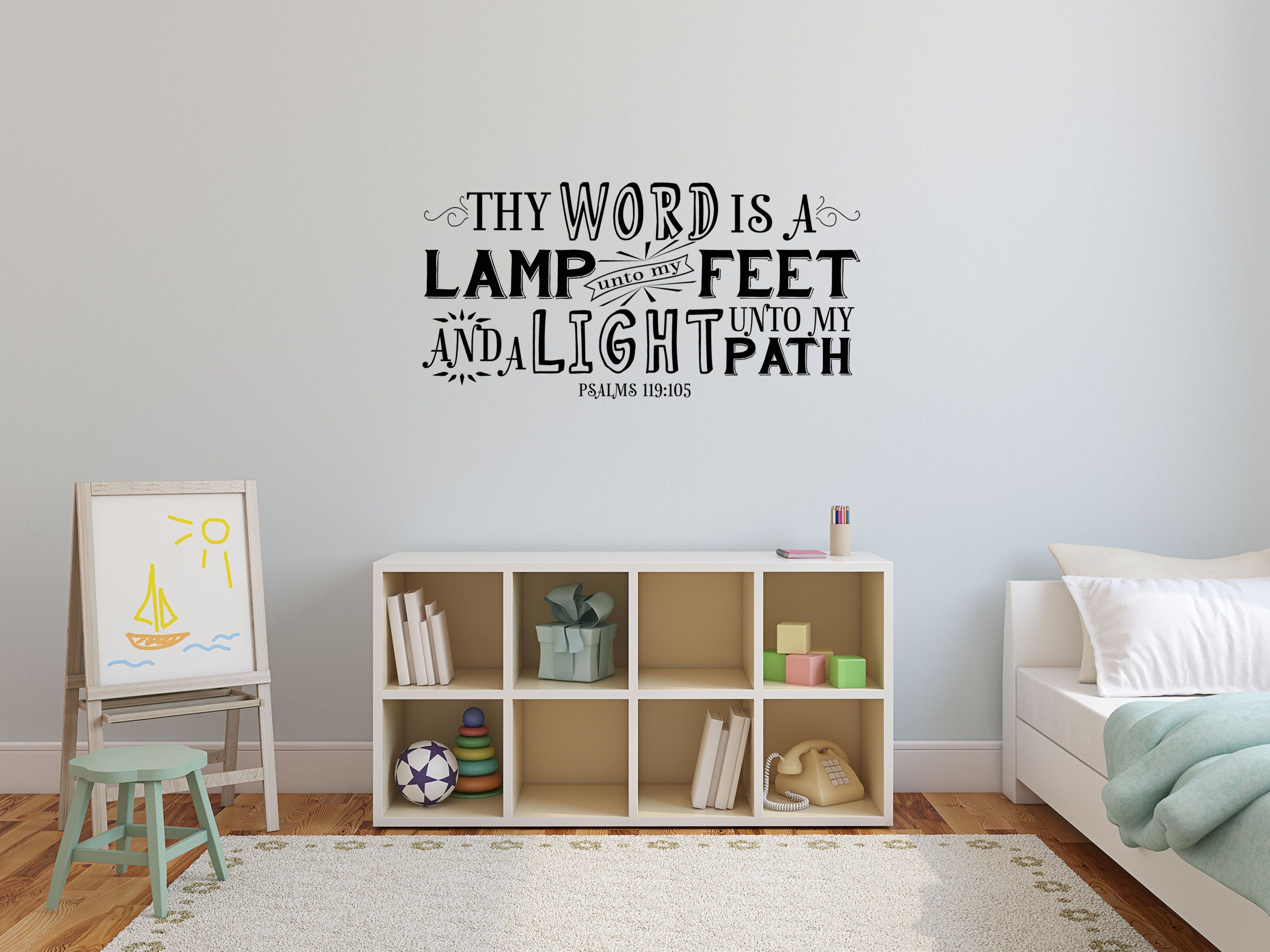 Psalm 119:105 - Lamp Unto My Feet Christian Bible Scripture Wall Art Vinyl Wall Decal Inspirational Wall Signs