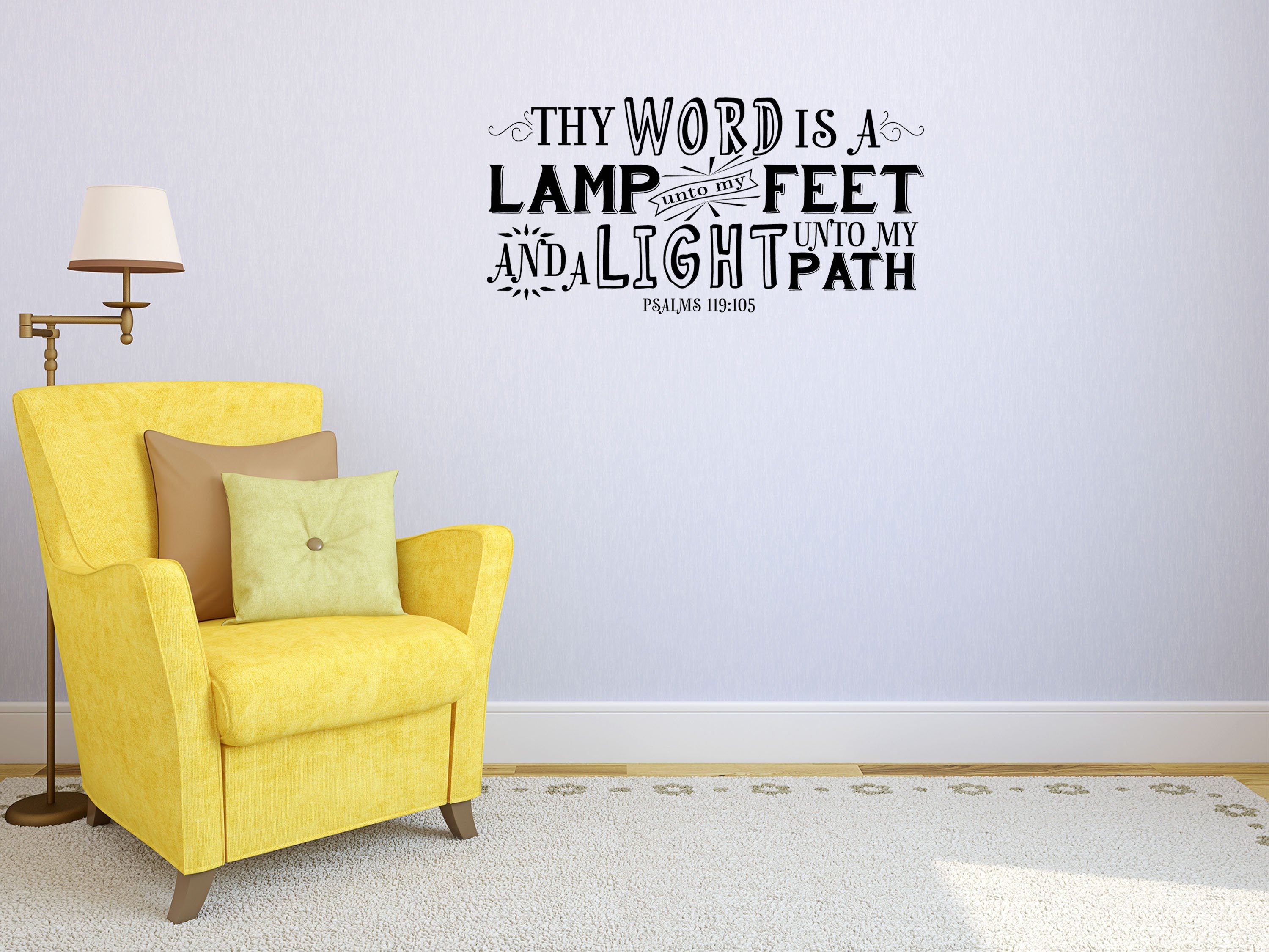 Psalm 119:105 - Lamp Unto My Feet Christian Bible Scripture Wall Art Vinyl Wall Decal Inspirational Wall Signs