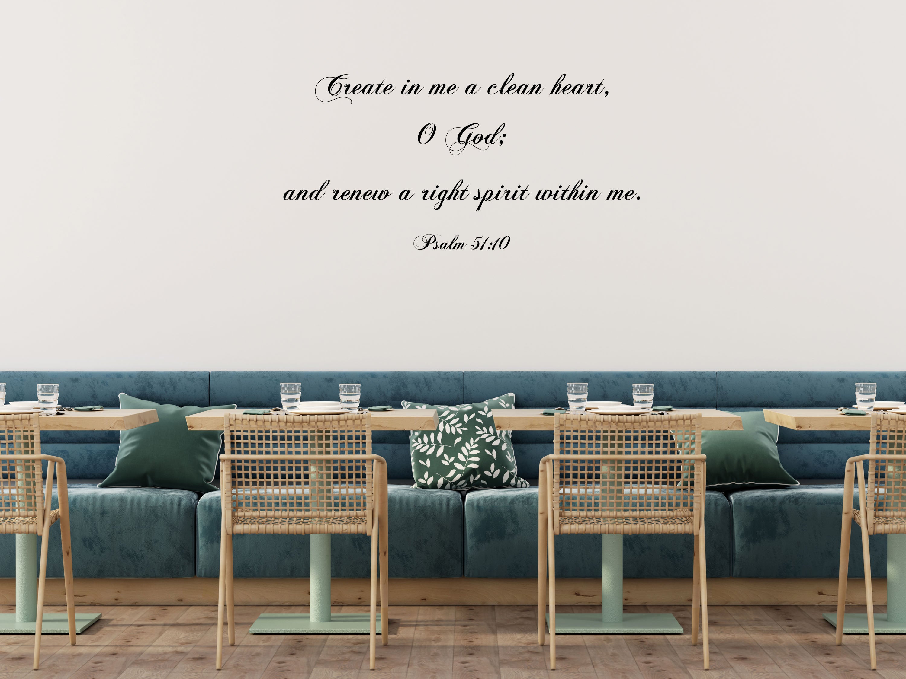 Psalm 51:10 - Scripture Wall Decals - Christian Bible Verse Decals Vinyl Wall Decal Inspirational Wall Signs