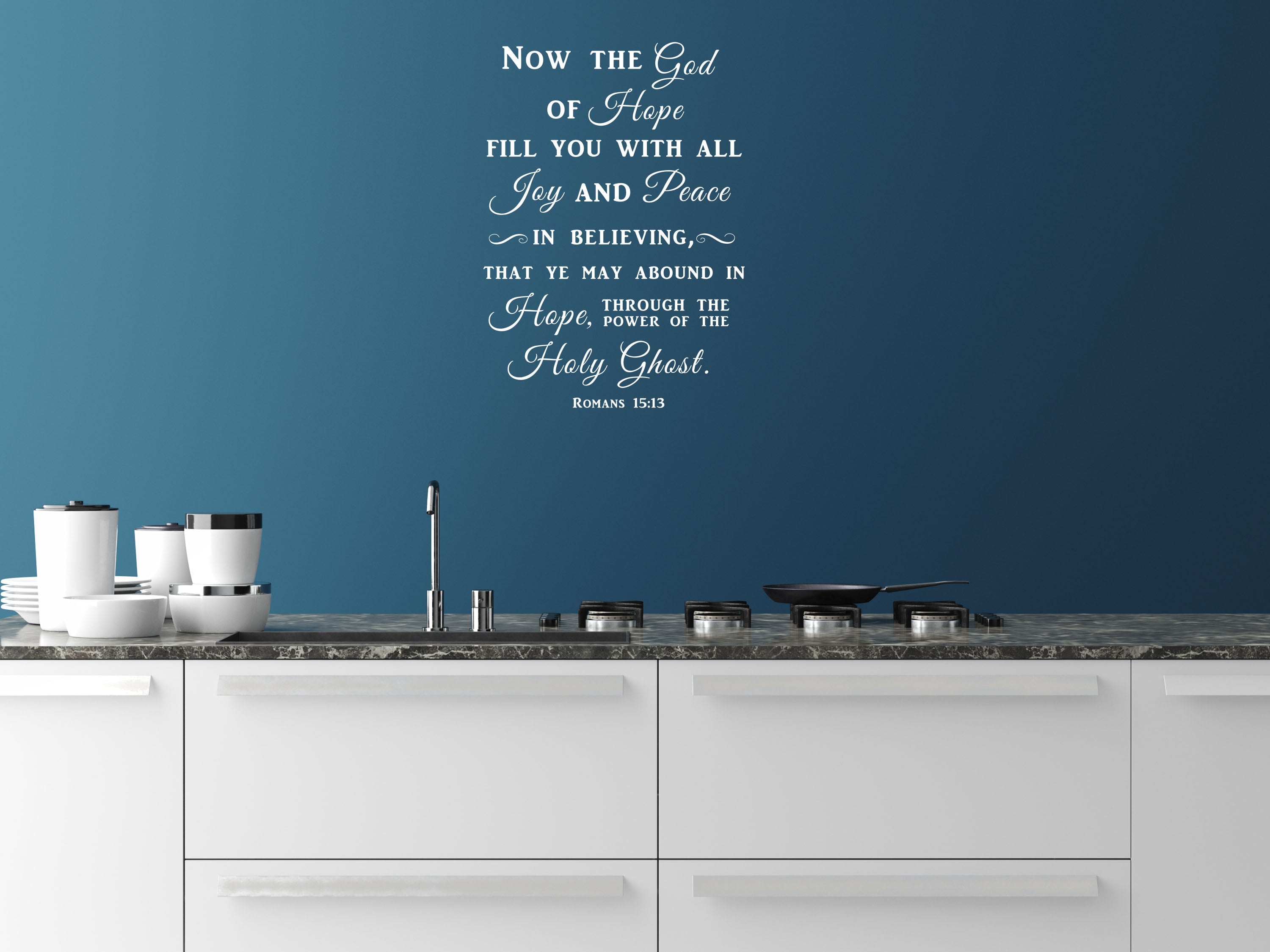 Romans 15:13 Now The God Of Hope Fill You With All Joy - Scripture Wall Decals Vinyl Wall Decal Inspirational Wall Signs
