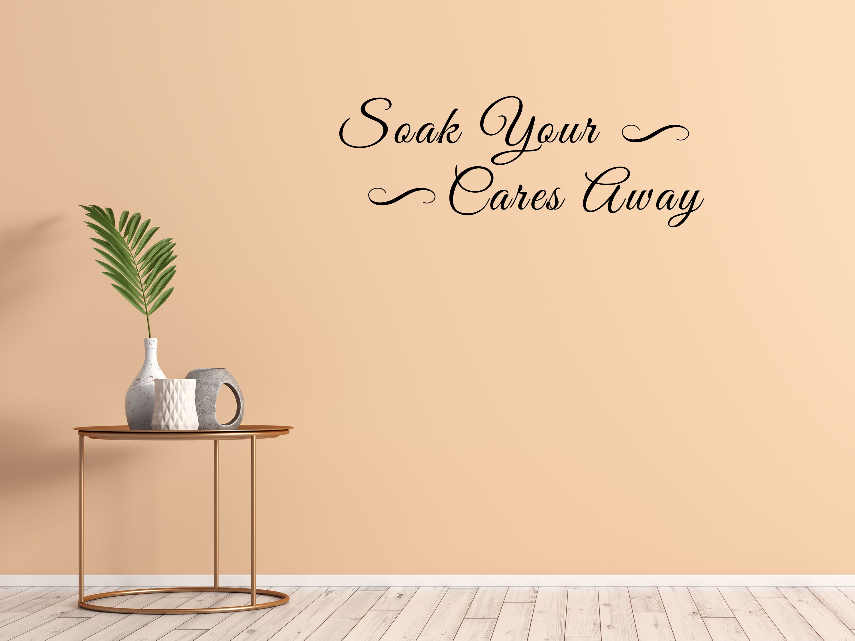 Soak Your Cares Away Bathroom Wall Saying Decal - Bathroom Wall Quote Sticker Vinyl Wall Decal Title Done