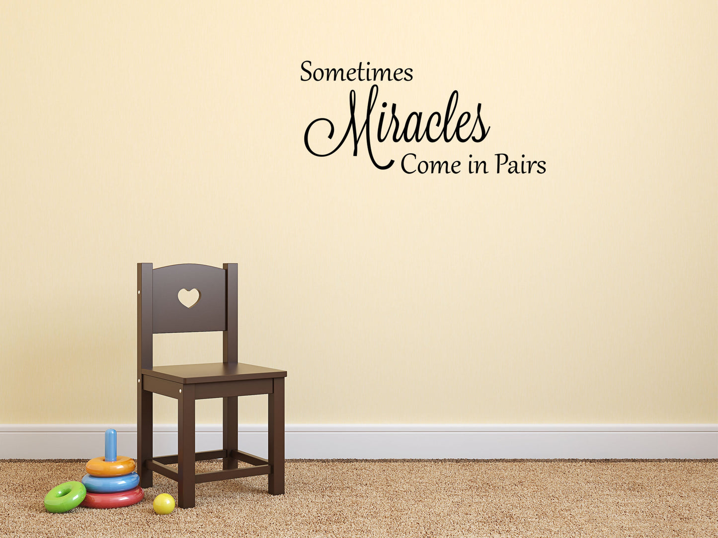 Sometimes Miracles Come In Pairs Vinyl Wall Decal - Twins Baby Gift - Twins Wall Quote - Twins Vinyl Wall Art - Vinyl Decals Twins Decal Vinyl Wall Decal Inspirational Wall Signs 