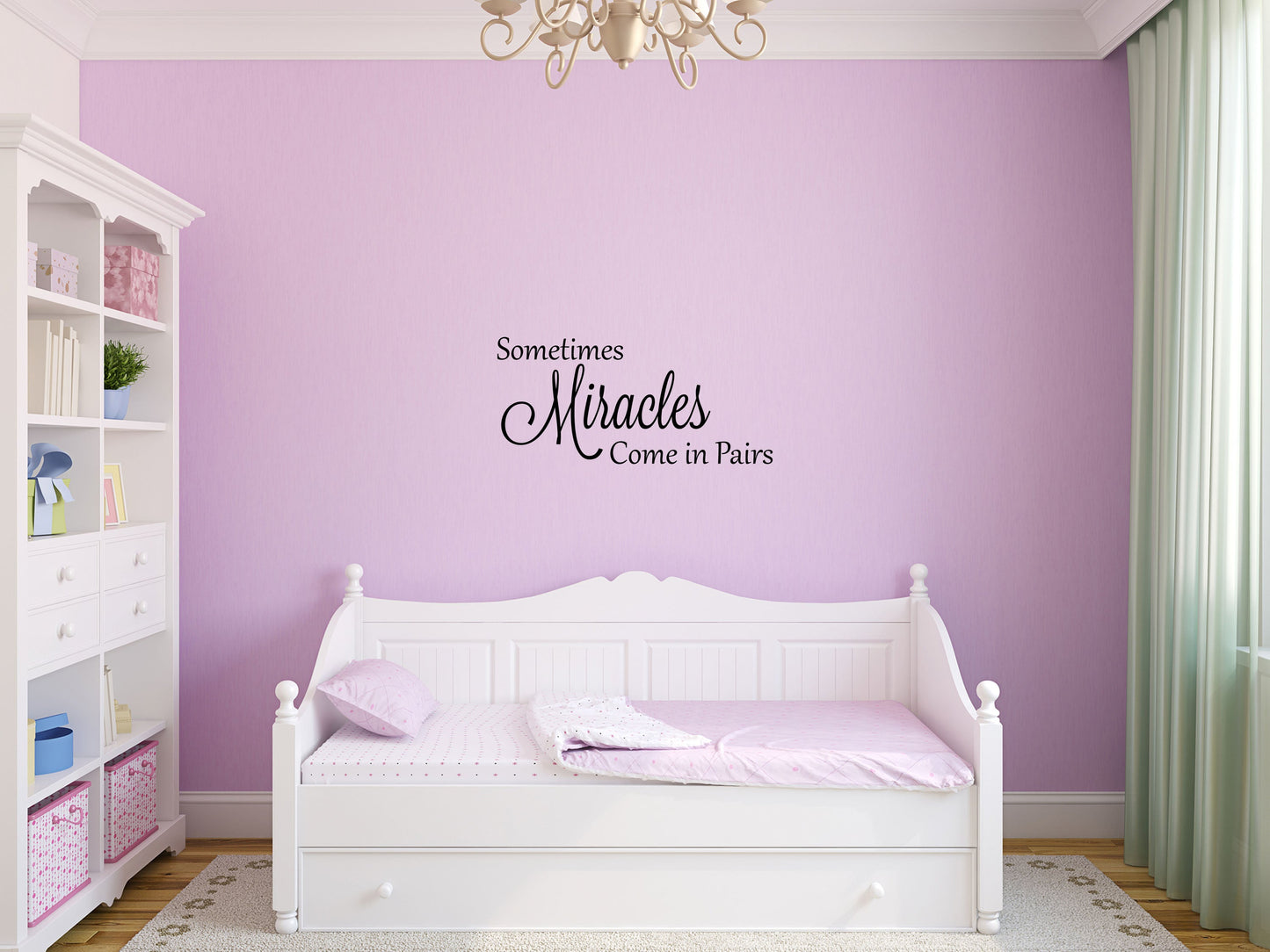 Sometimes Miracles Come In Pairs Vinyl Wall Decal - Twins Baby Gift - Twins Wall Quote - Twins Vinyl Wall Art - Vinyl Decals Twins Decal Vinyl Wall Decal Inspirational Wall Signs 