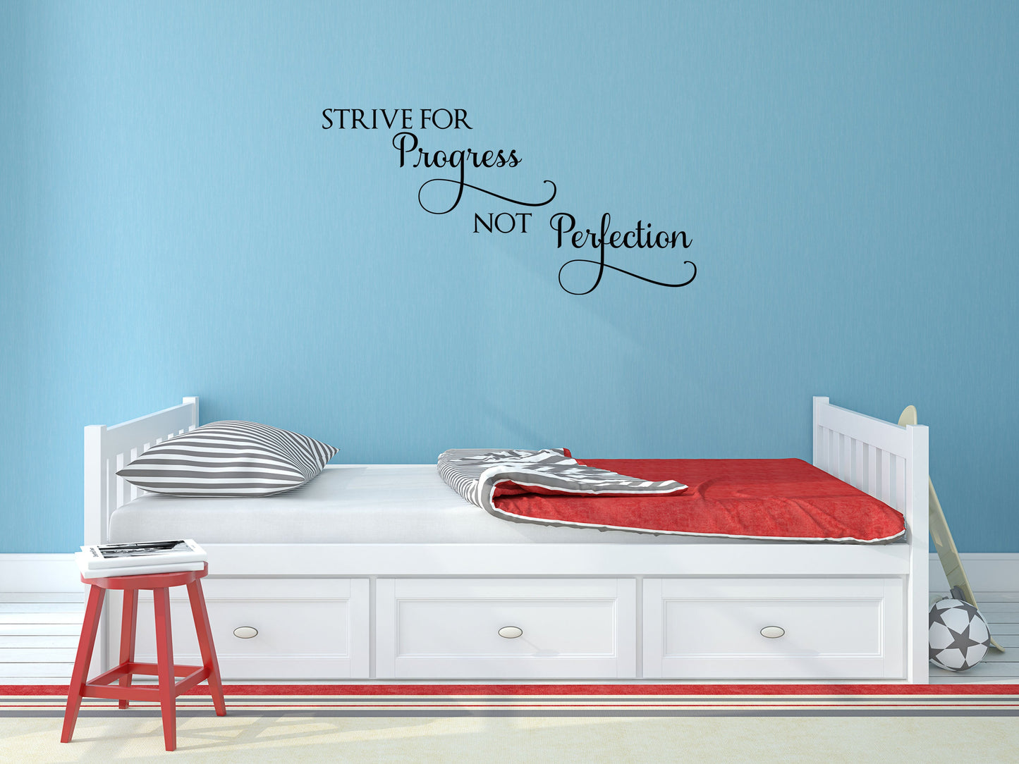 Strive For Progress Not Perfection Wall Quote Sticker - Inspirational Wall Decals Vinyl Wall Decal Inspirational Wall Signs 