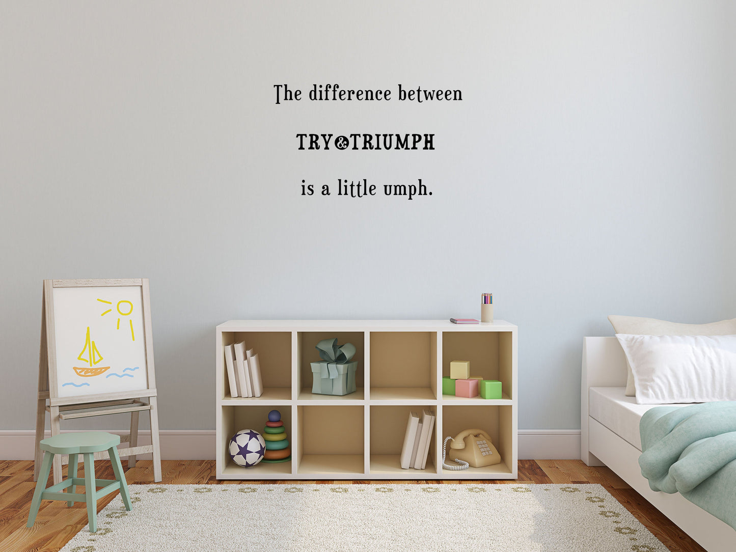 The Difference Between Try & Triumph Decal, Motivational Wall Decal, Wall Decals, Bedroom, Livingroom, Motivational Art Vinyl Wall Decal Title Done