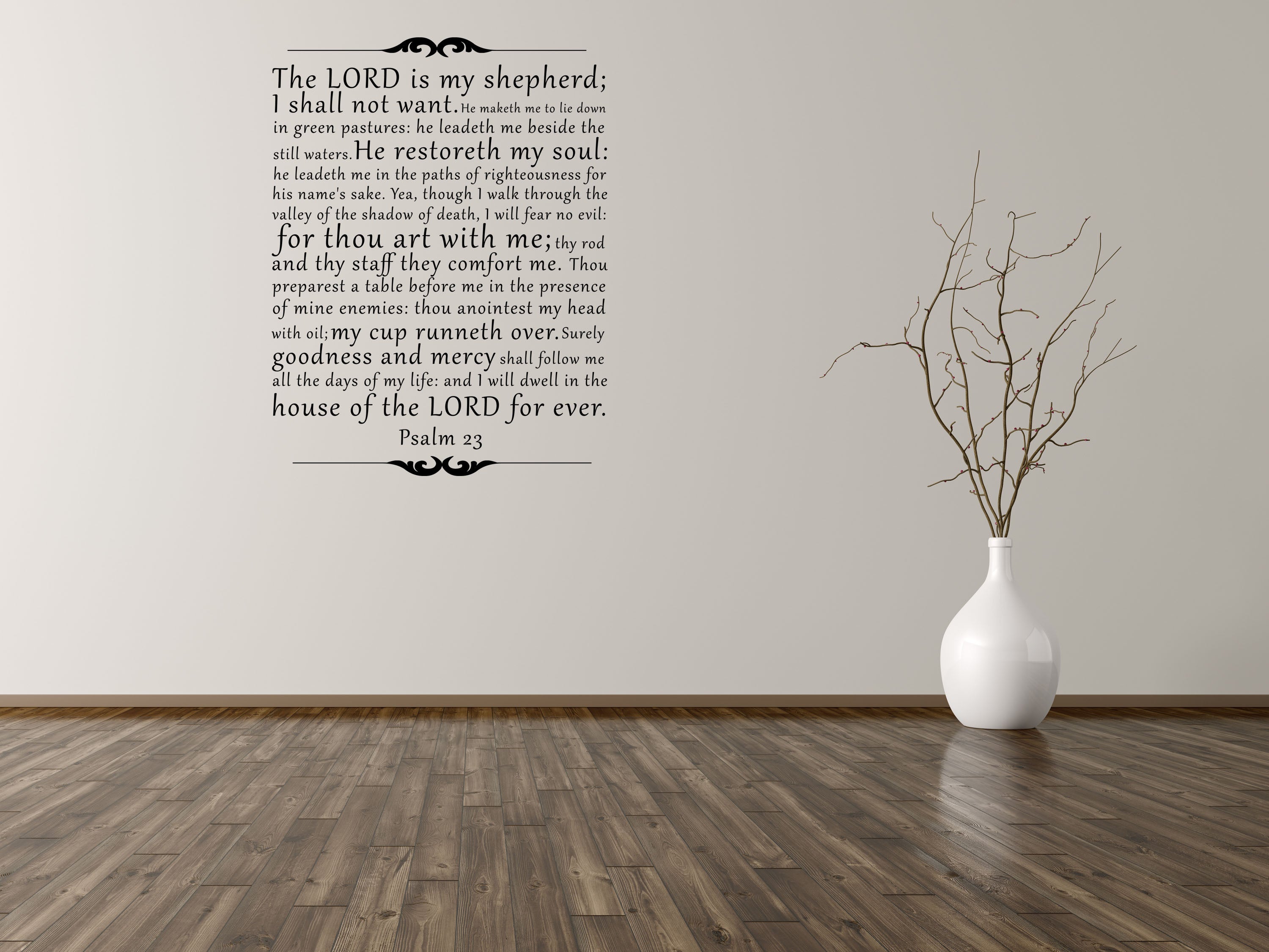 The Lord is my Shepherd - Psalm 23 Scripture Wall Bible Verse Decal - Religious Wall Decal - Vinyl Wall Decal - KJV Decal - Bible Quote Vinyl Wall Decal Title Done