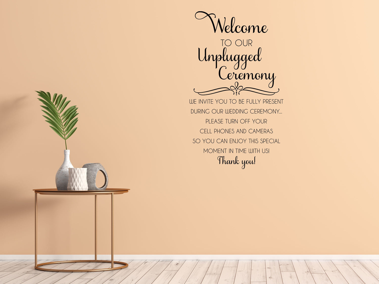 Welcome To Our Unplugged Wedding - Inspirational Wall Decals Vinyl Wall Decal Inspirational Wall Signs
