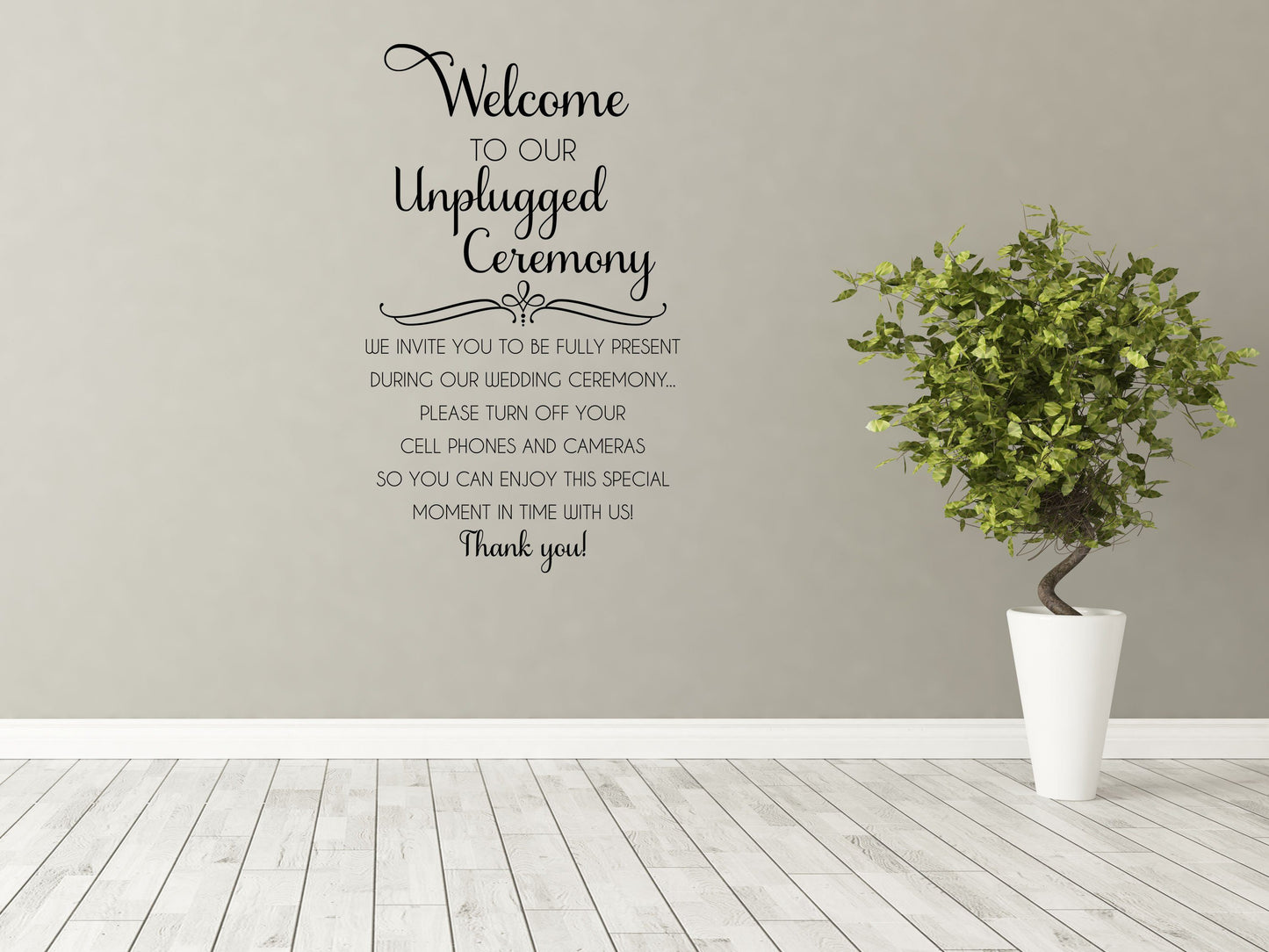 Welcome To Our Unplugged Wedding - Inspirational Wall Decals Vinyl Wall Decal Inspirational Wall Signs