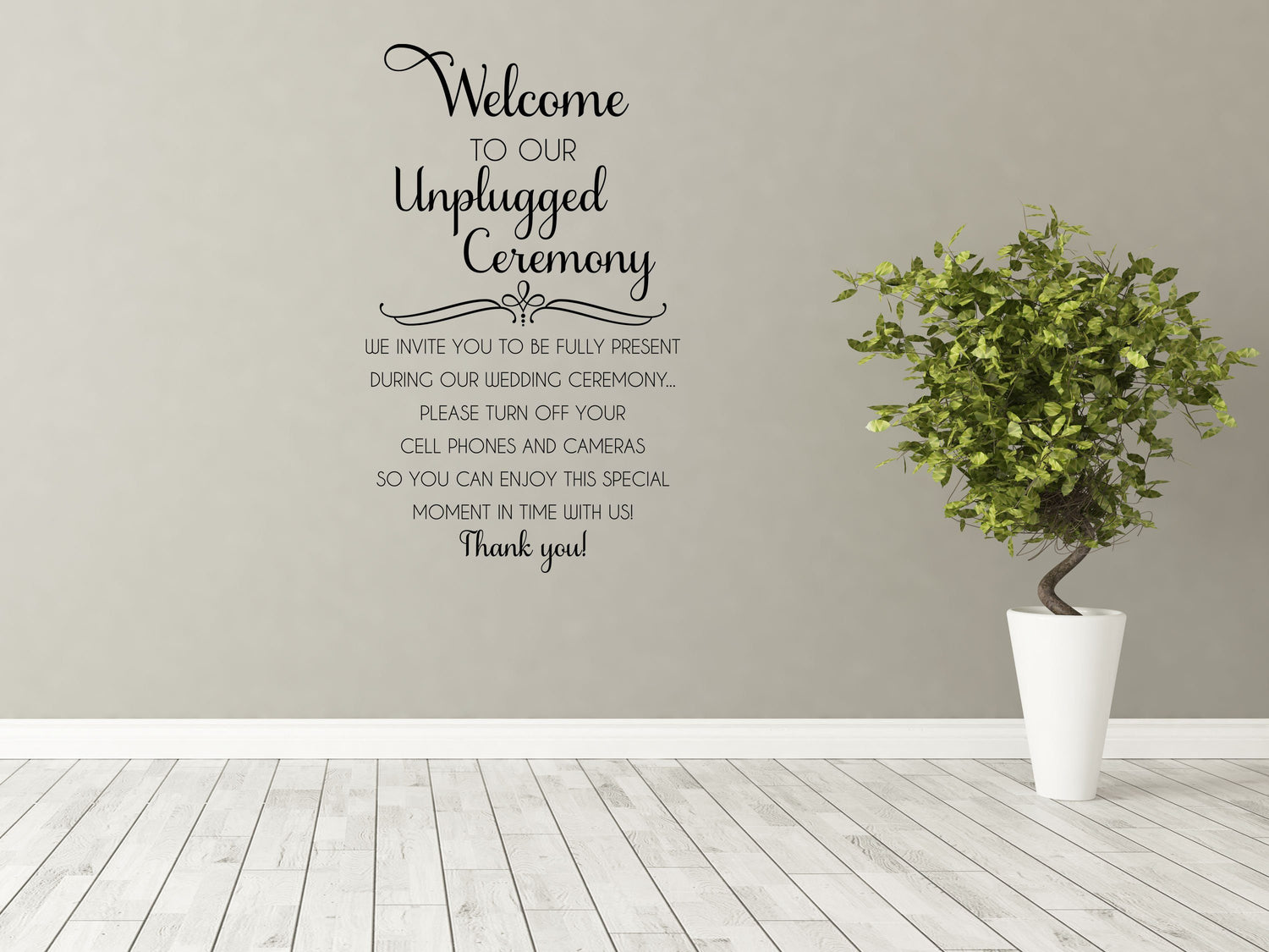 Welcome To Our Unplugged Wedding - Inspirational Wall Decals Vinyl Wall Decal Inspirational Wall Signs