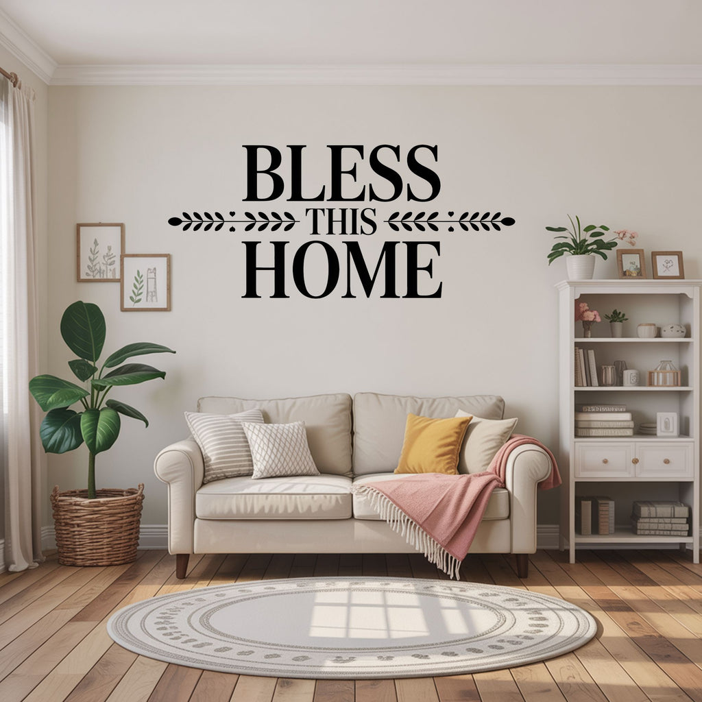 Bless This Home Wall Decal – Christian Vinyl Quote – Scripture Inspired Home Blessing Wall Art Décor Vinyl Wall Decal Inspirational Wall Signs 
