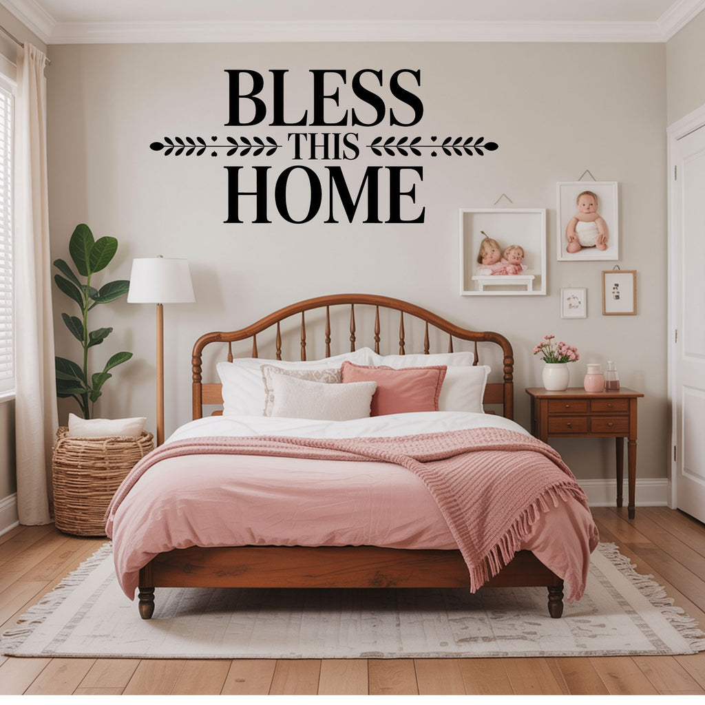 Bless This Home Wall Decal – Christian Vinyl Quote – Scripture Inspired Home Blessing Wall Art Décor Vinyl Wall Decal Inspirational Wall Signs 