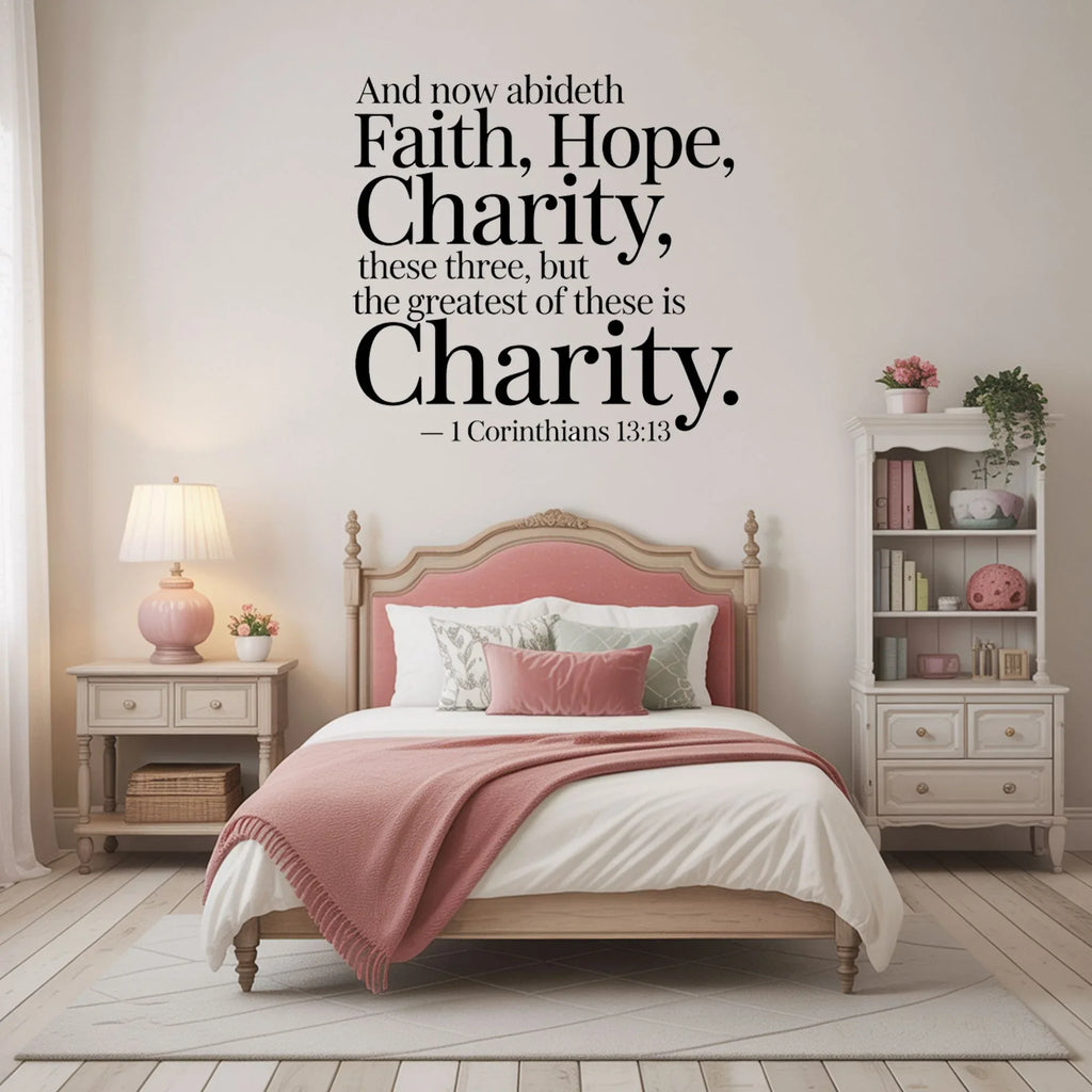 1 Corinthians 13:13 Wall Decal - Faith Hope Love Scripture Sign | Christian Wall Art - Inspirational Wall Signs