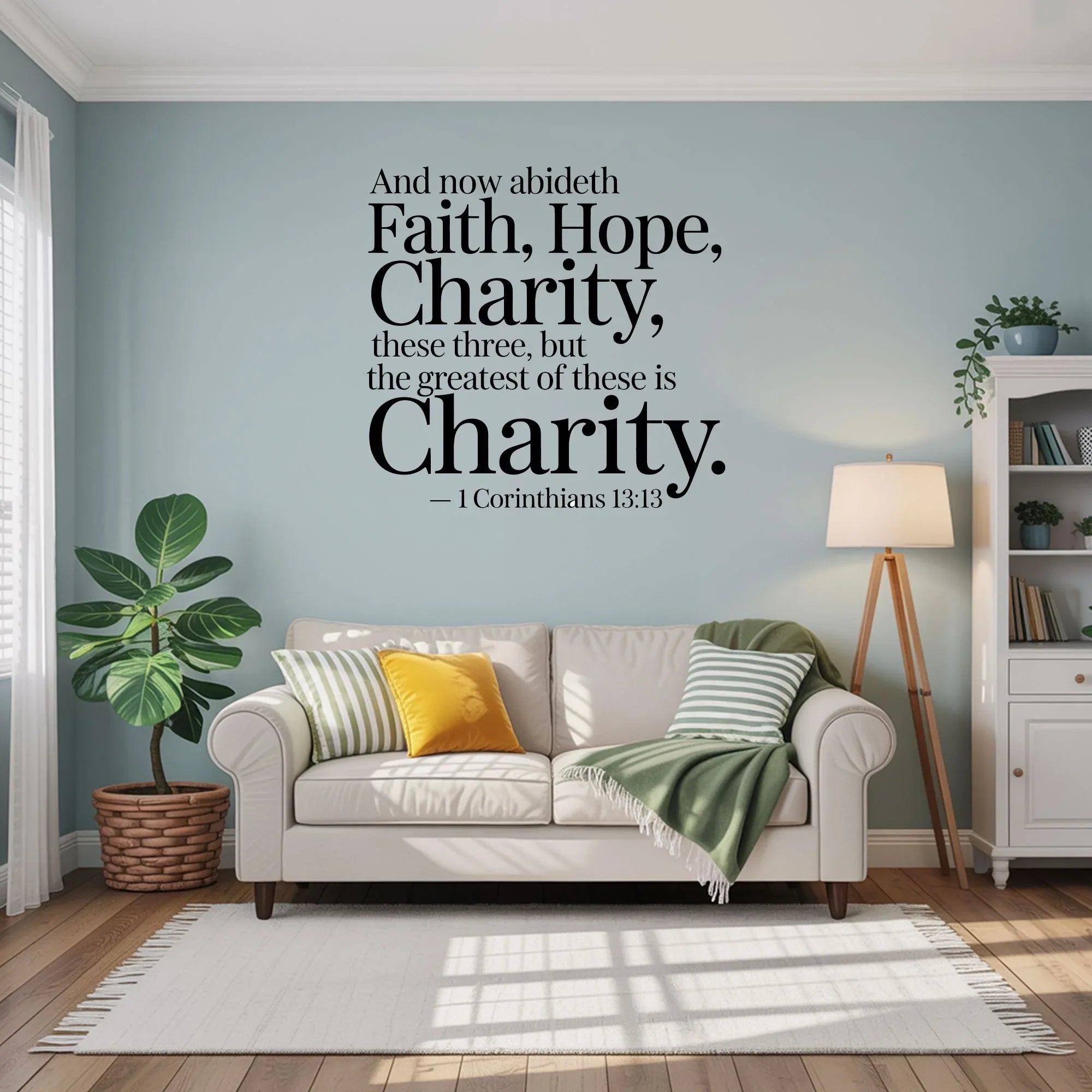 1 Corinthians 13:13 Wall Decal - Faith Hope Love Scripture Sign | Christian Wall Art - Inspirational Wall Signs