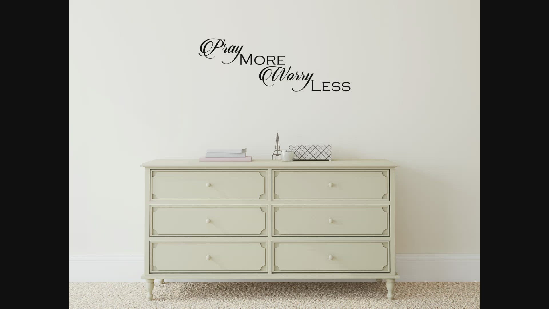 Pray More Worry Less Vinyl Wall Decal Quote