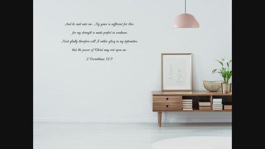 My grace is sufficient for thee, Bible Verse Decal 2 Corinthians 12:9 KJV Vinyl Lettering, Scripture Religious Wall Décor