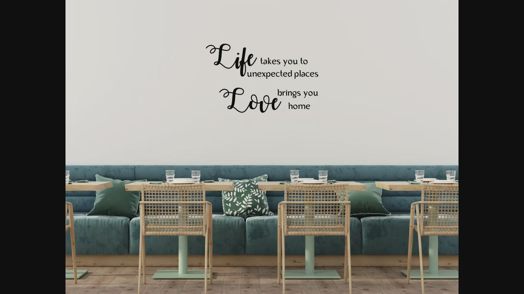 Life Takes You Unexpected Places Decal - Life Quote Decal - Life and Love Decal - Love Brings You Home - Inspirational Wall Art