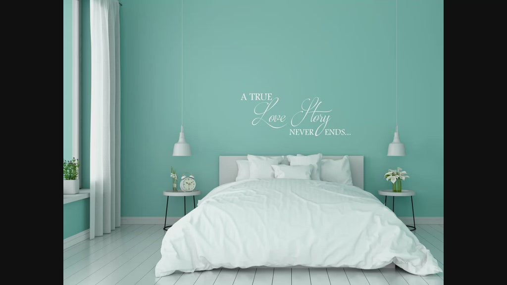 True Love Story Vinyl Wall Decal Sticker - Romantic Bedroom Marriage Decor