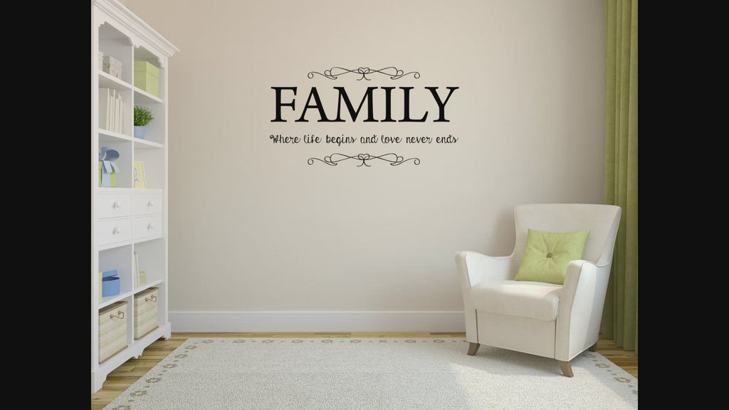 Family Where Life Begins And Love Never Ends Removable Wall Decal