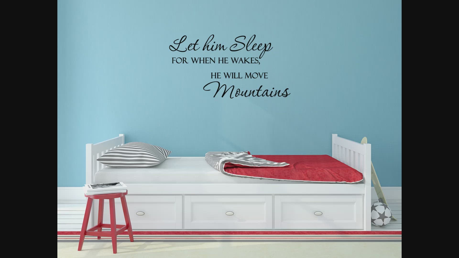 Kids Wall Decal - 'Let Him/Her Sleep' Quote With Stars, Nursery Vinyl Sticker For Boys Or Girls Room, Black