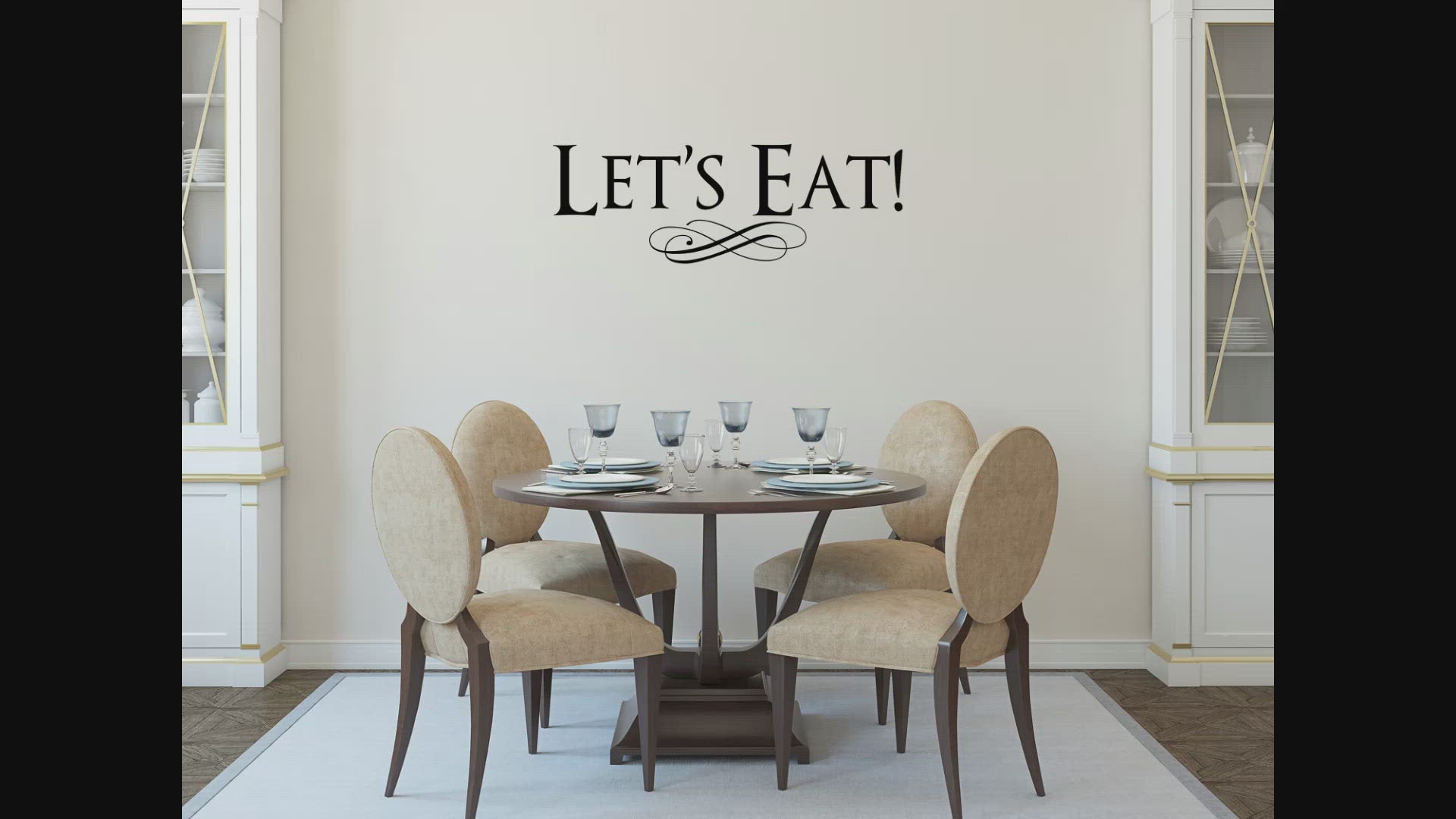 Let's Eat Dining Room Wall Decal - Kitchen Removeable Wall Vinyl Quote