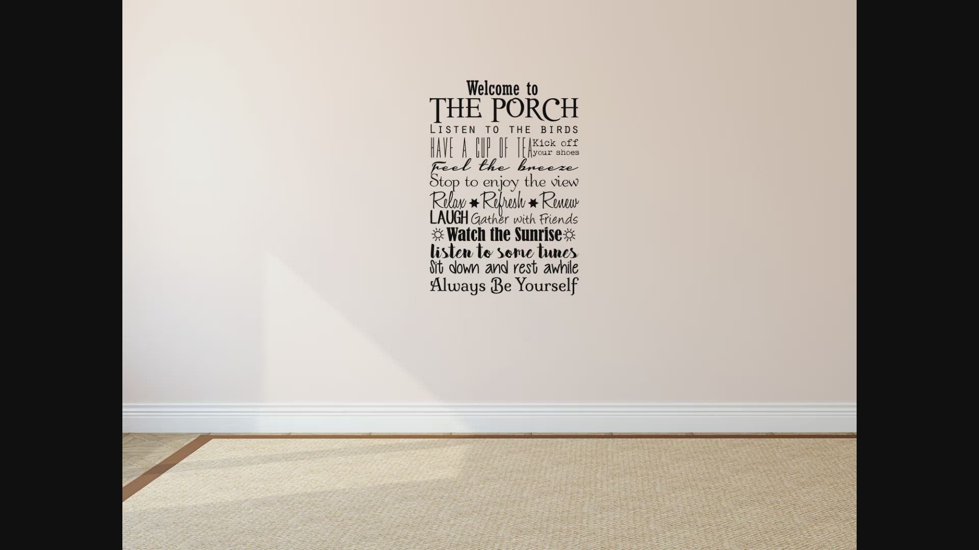 Welcome To The Porch Inspirational Living Room Wall Decal - Family Room Wall Quote