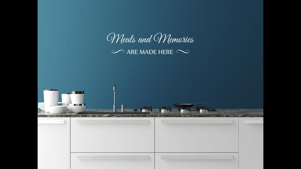 Meals and Memories Are Made Here Vinyl Wall Decal – Handmade Dining Room Wall Art – Inspirational Kitchen Decor – Vinyl Wall Sticker for Home or Dining Room